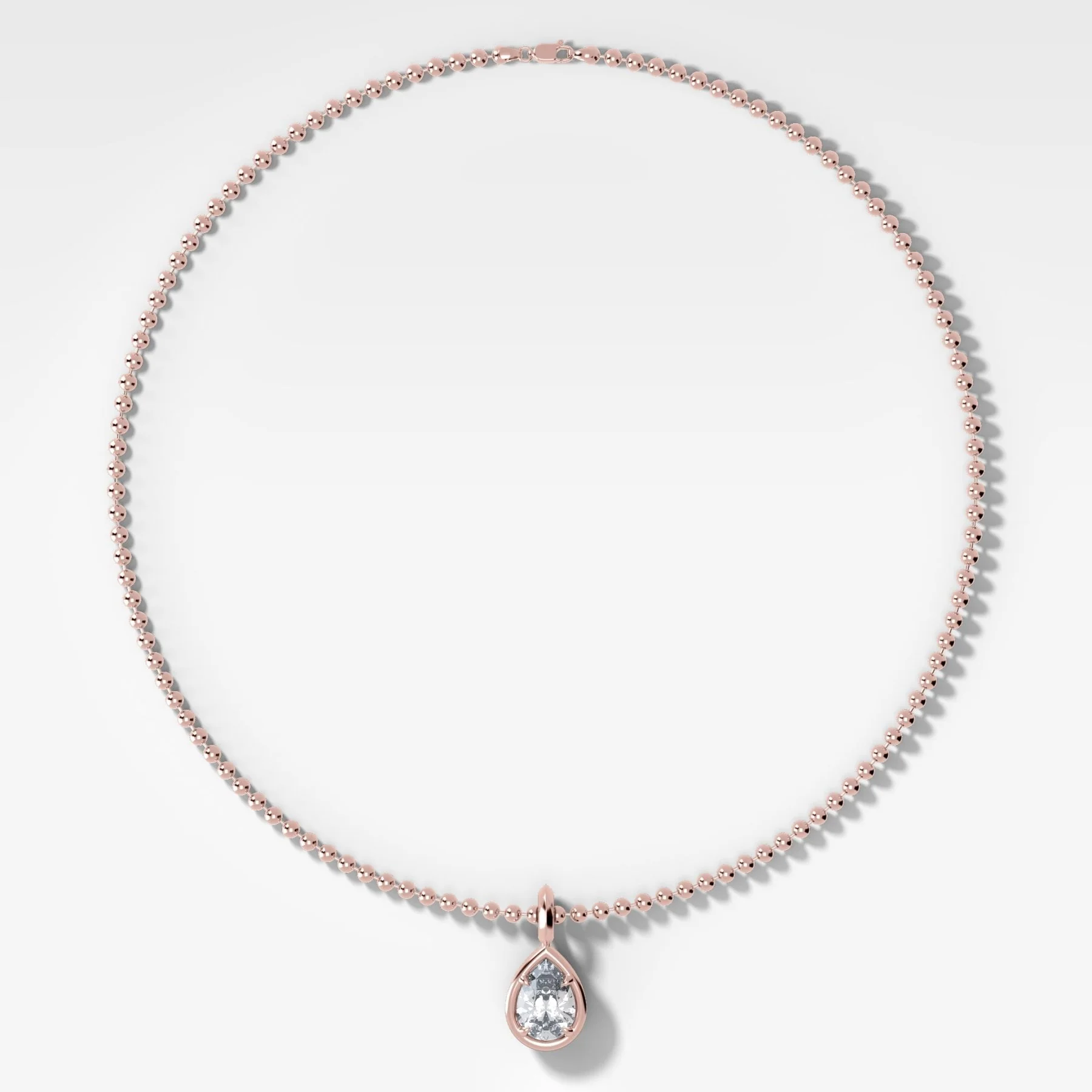 Club Pear Attachable Diamond Pendant With Beaded Chain (3mm) - Image 3