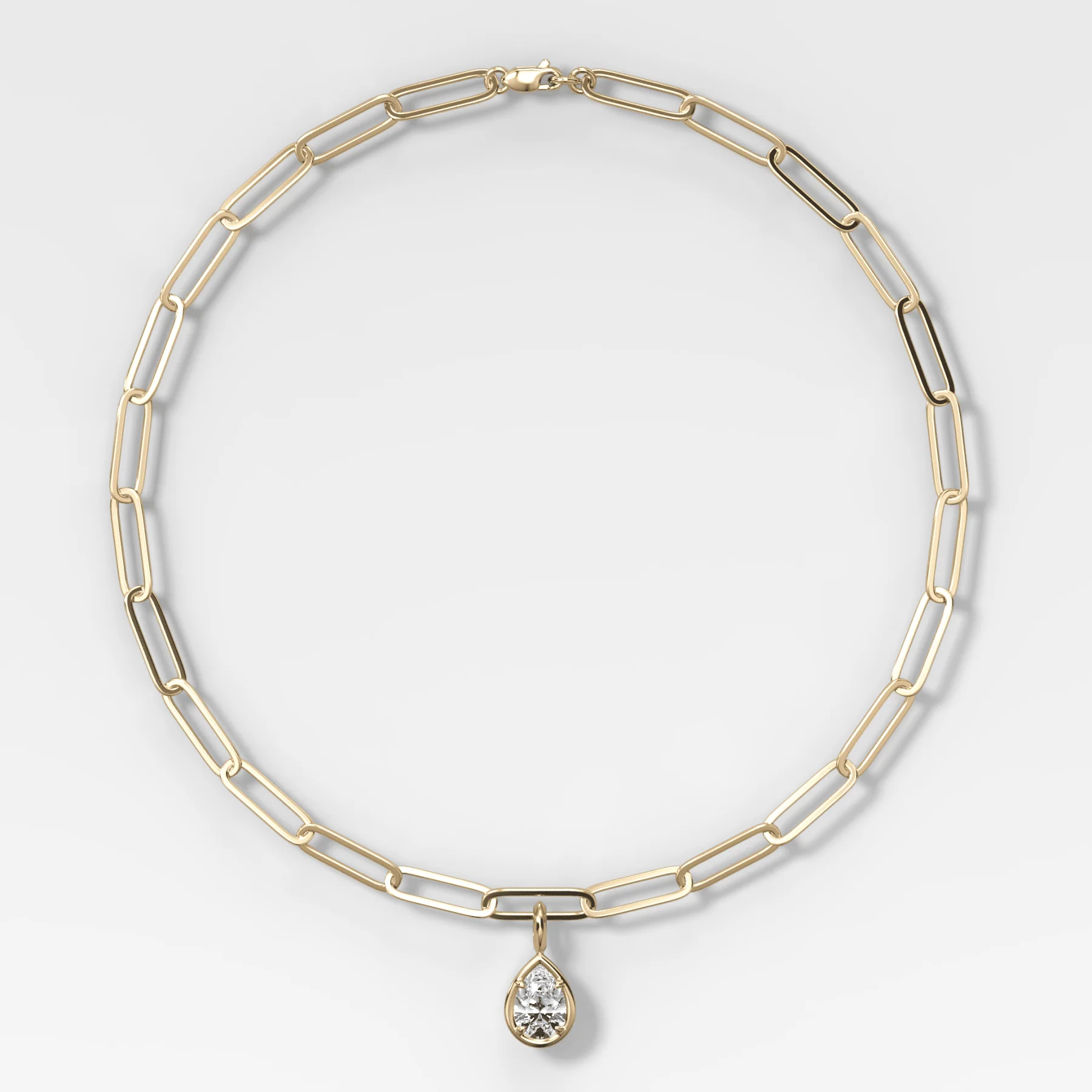 Club Pear Attachable Diamond Pendant With Paperclip Chain (6.2mm)