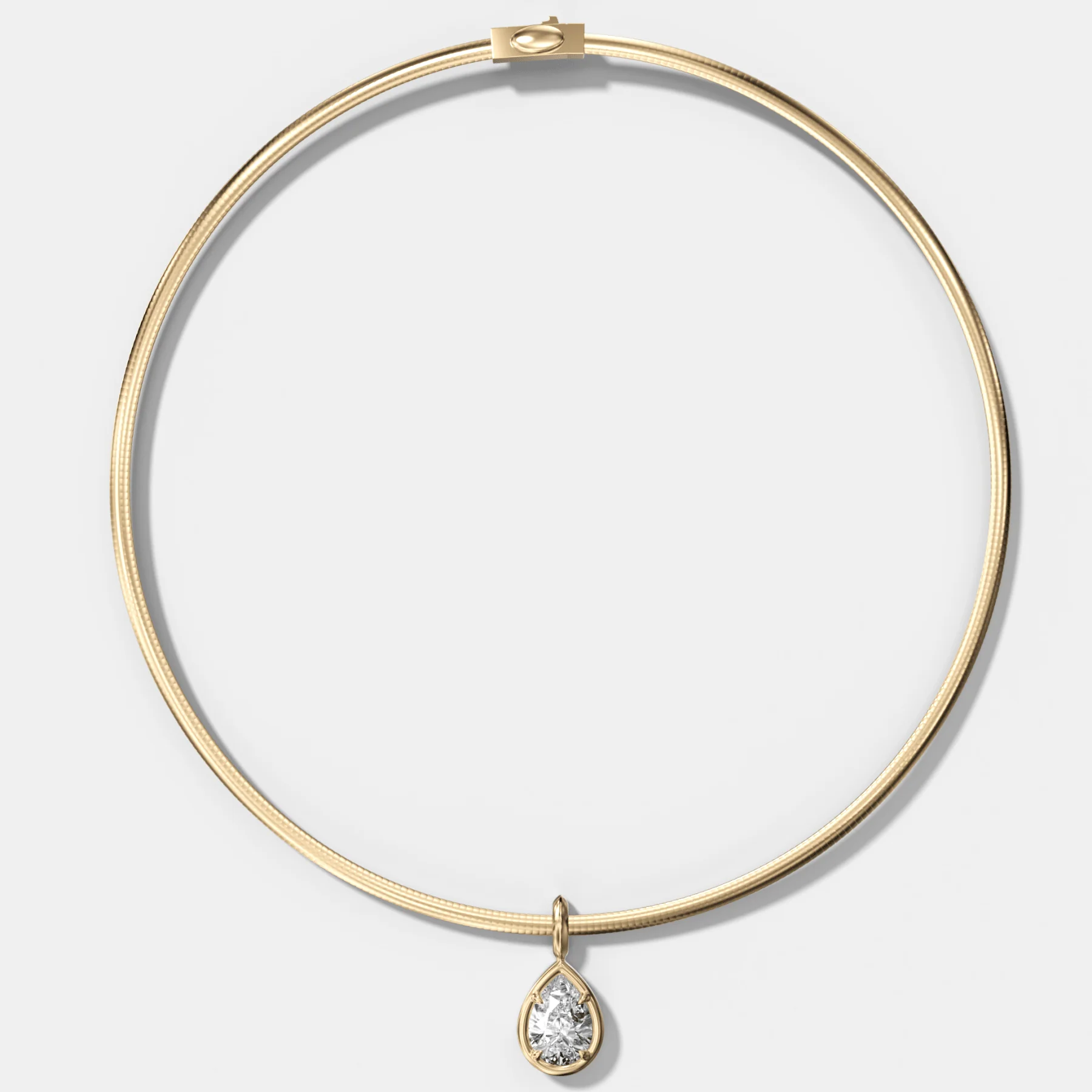 Club Pear Attachable Diamond Pendant With Reversible Omega Chain (3mm)
