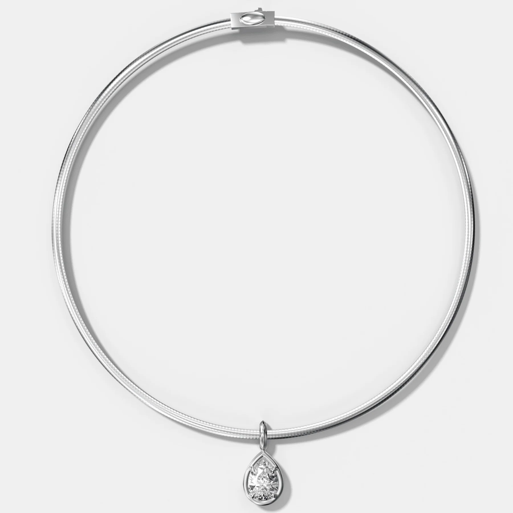 Club Pear Attachable Diamond Pendant With Reversible Omega Chain (3mm) - Image 2
