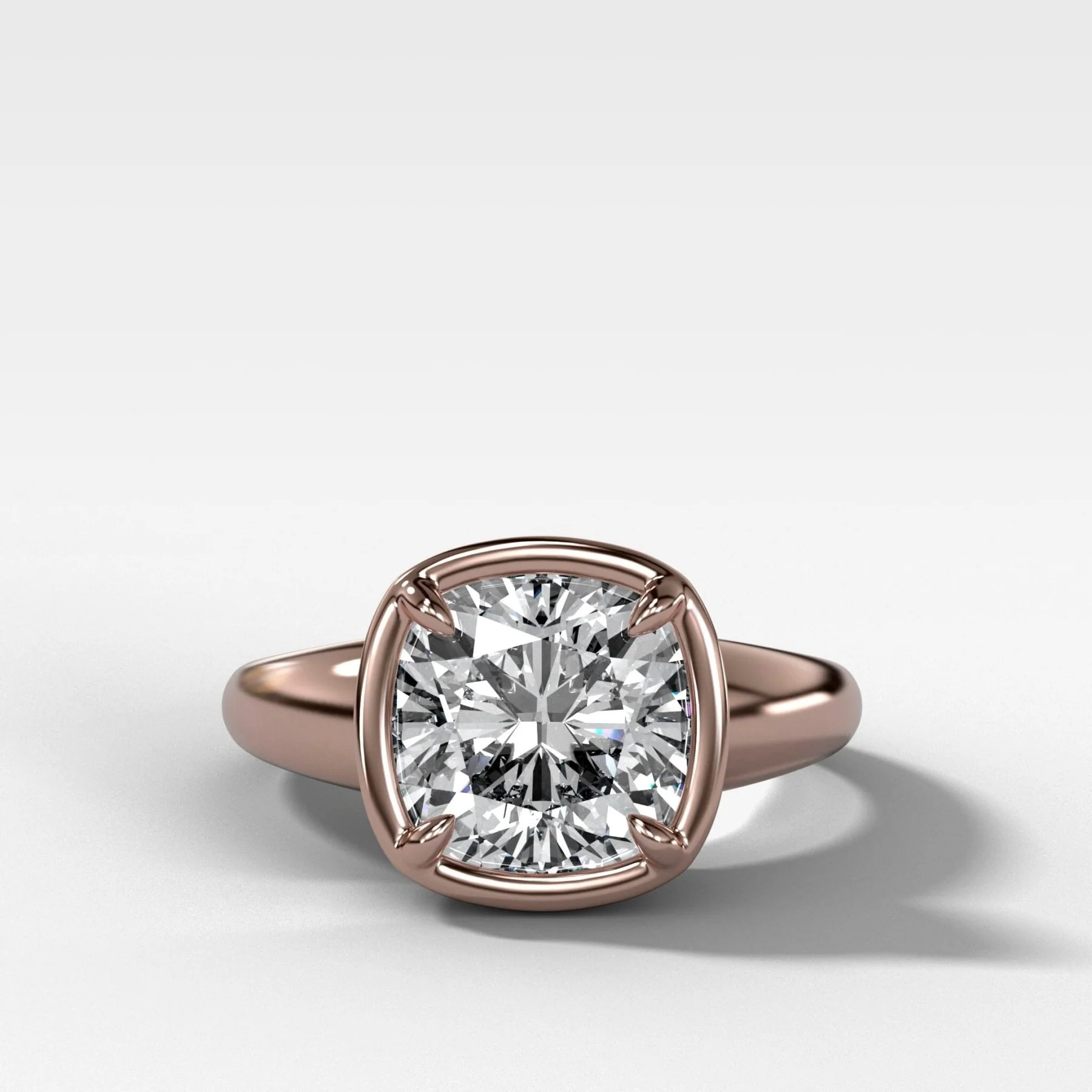 Club Ring Solitaire Engagement Ring With a Cushion Cut Diamond - Image 5