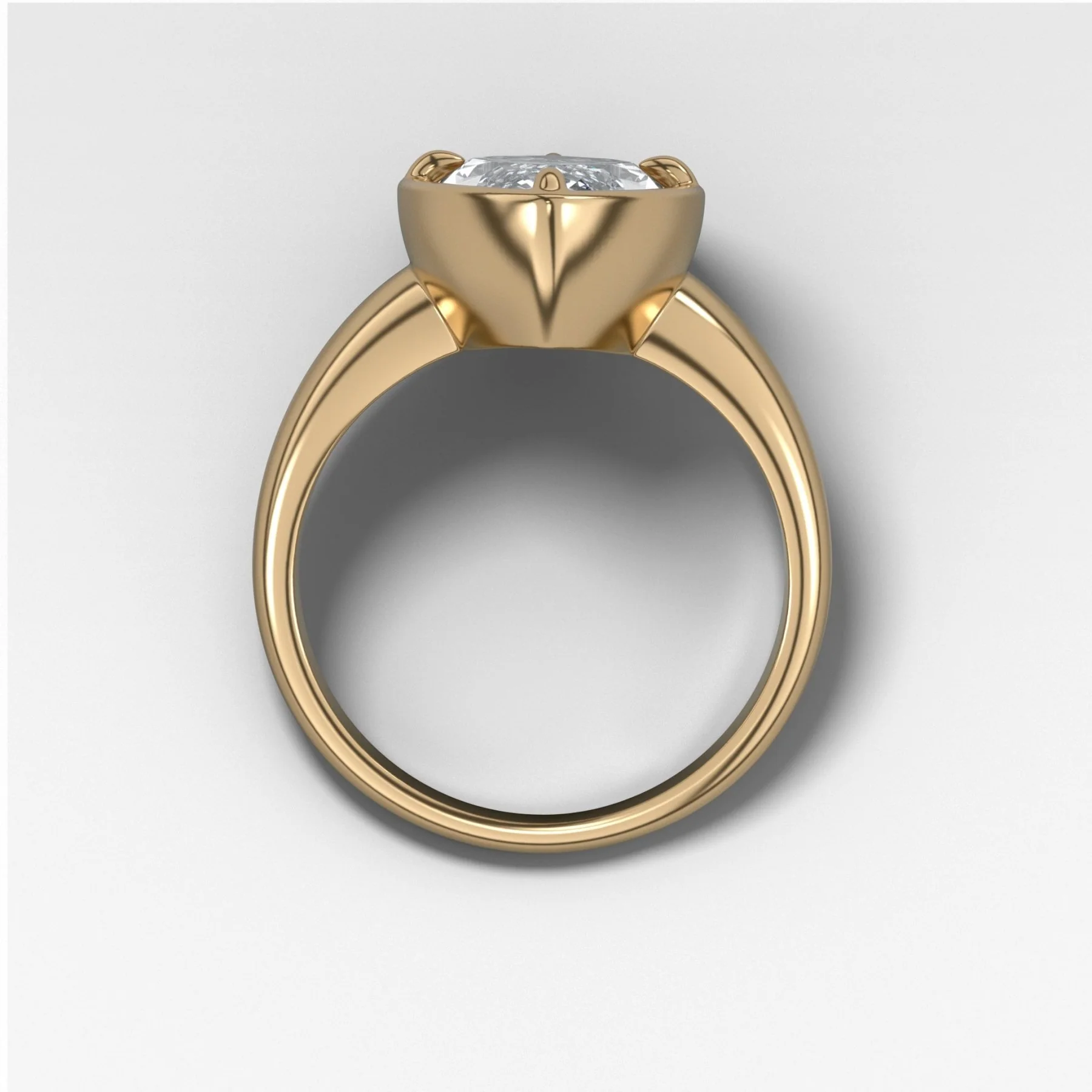 Club Ring Solitaire Engagement Ring With a Marquise Cut Diamond - Image 2