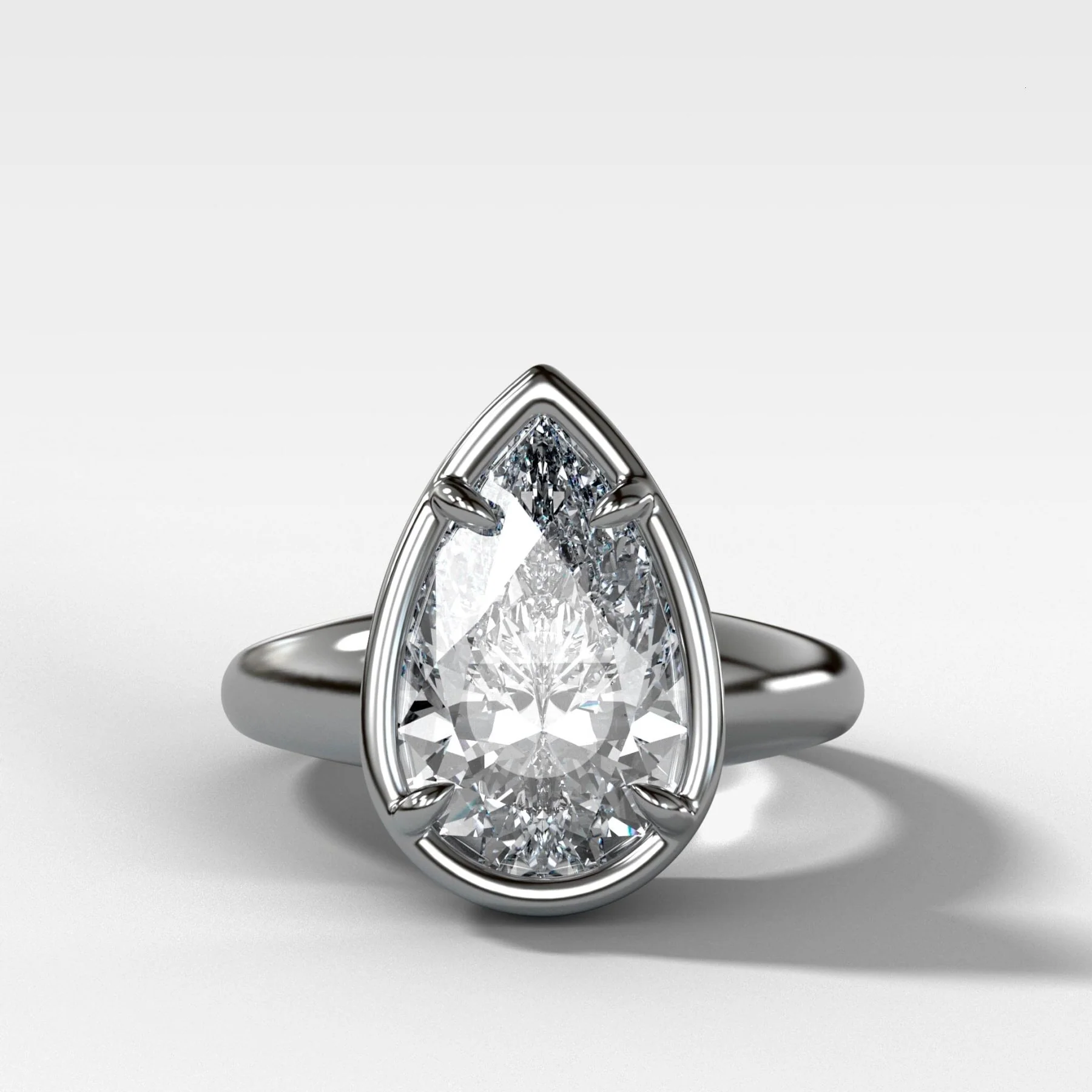 Club Ring Solitaire Engagement Ring With a Pear Cut Diamond - Image 3