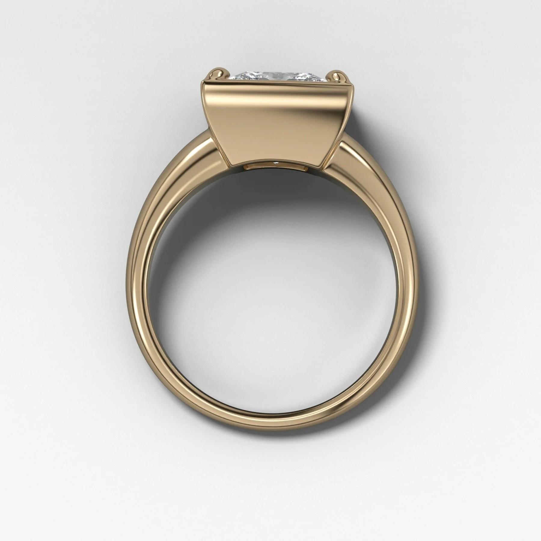 Club Ring Solitaire Engagement Ring With a Princess Cut Diamond - Image 2