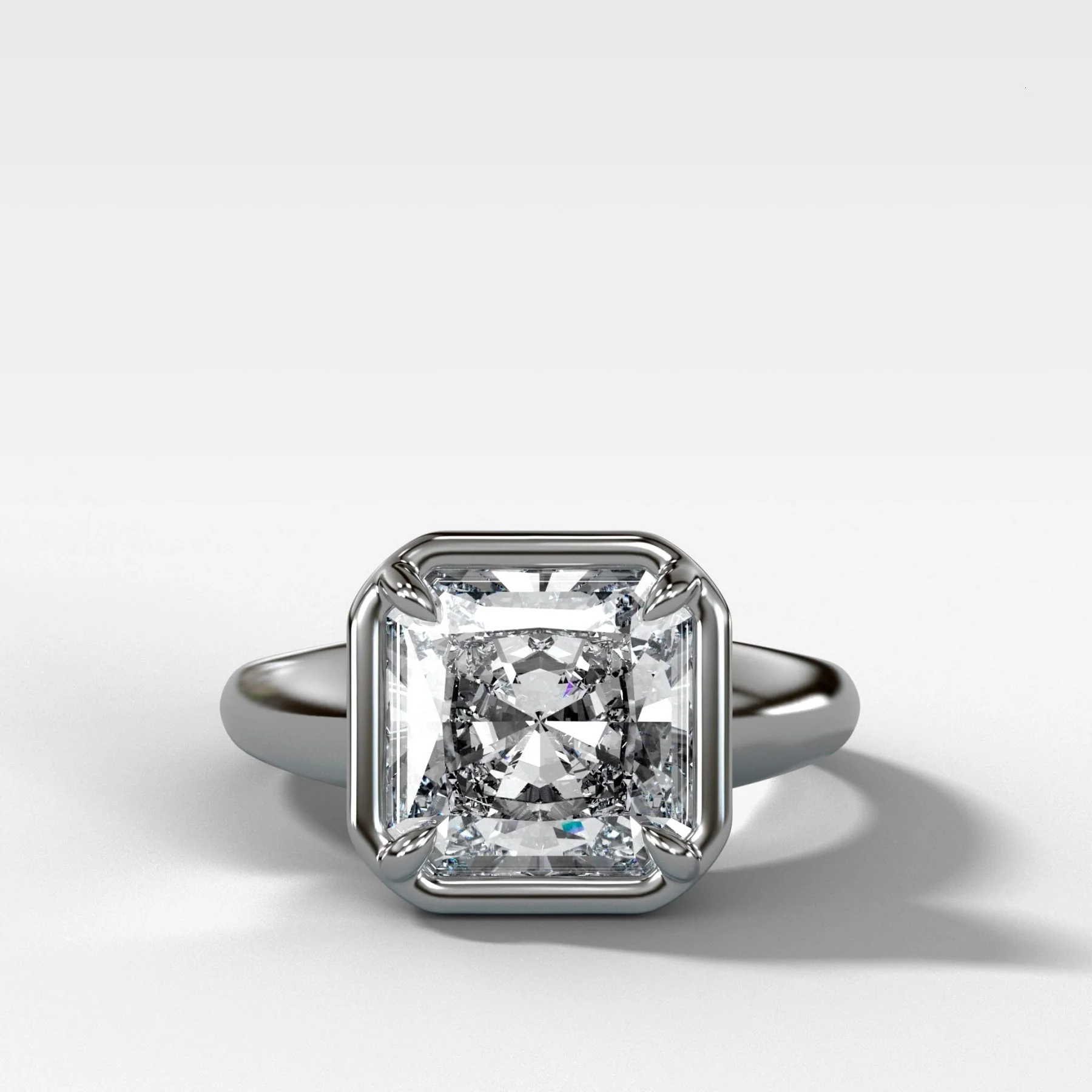 Club Ring Solitaire Engagement Ring With a Radiant Square Cut Diamond - Image 3