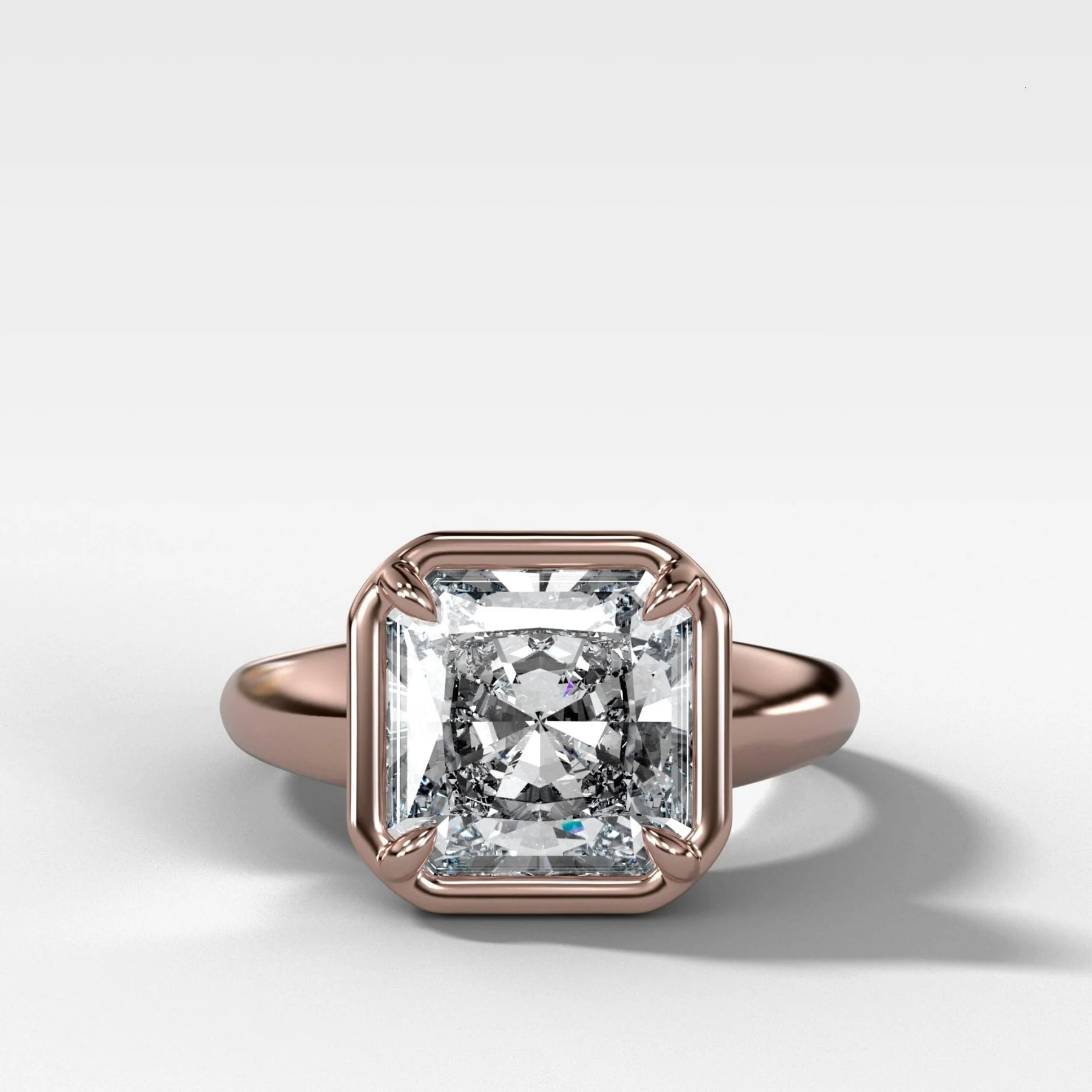 Club Ring Solitaire Engagement Ring With a Radiant Square Cut Diamond - Image 4