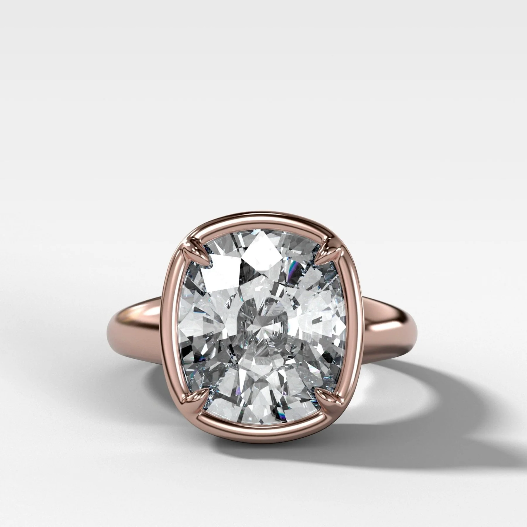 Club Ring Solitaire  Engagement Ring With an Elongated Cushion Cut Diamond - Image 6