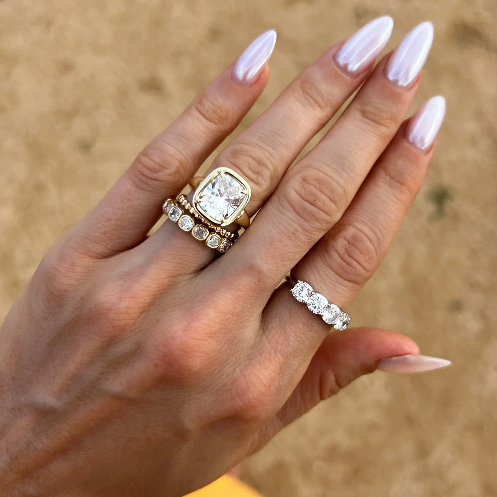 Club Ring Solitaire  Engagement Ring With an Elongated Cushion Cut Diamond - Image 7