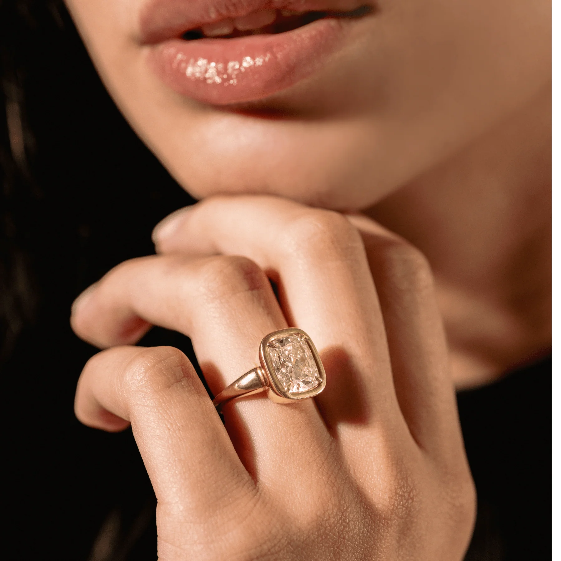 Club Ring Solitaire  Engagement Ring With an Elongated Cushion Cut Diamond - Image 8