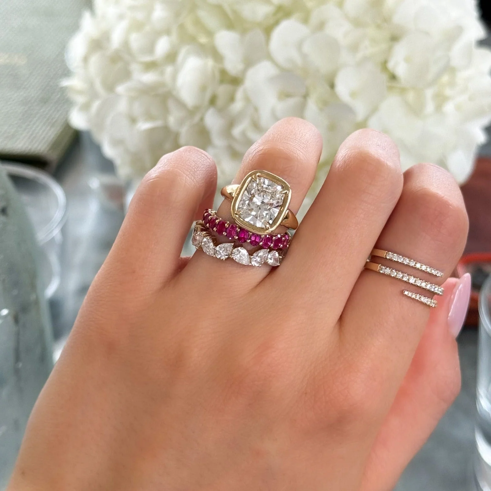 Club Ring Solitaire  Engagement Ring With an Elongated Cushion Cut Diamond - Image 9