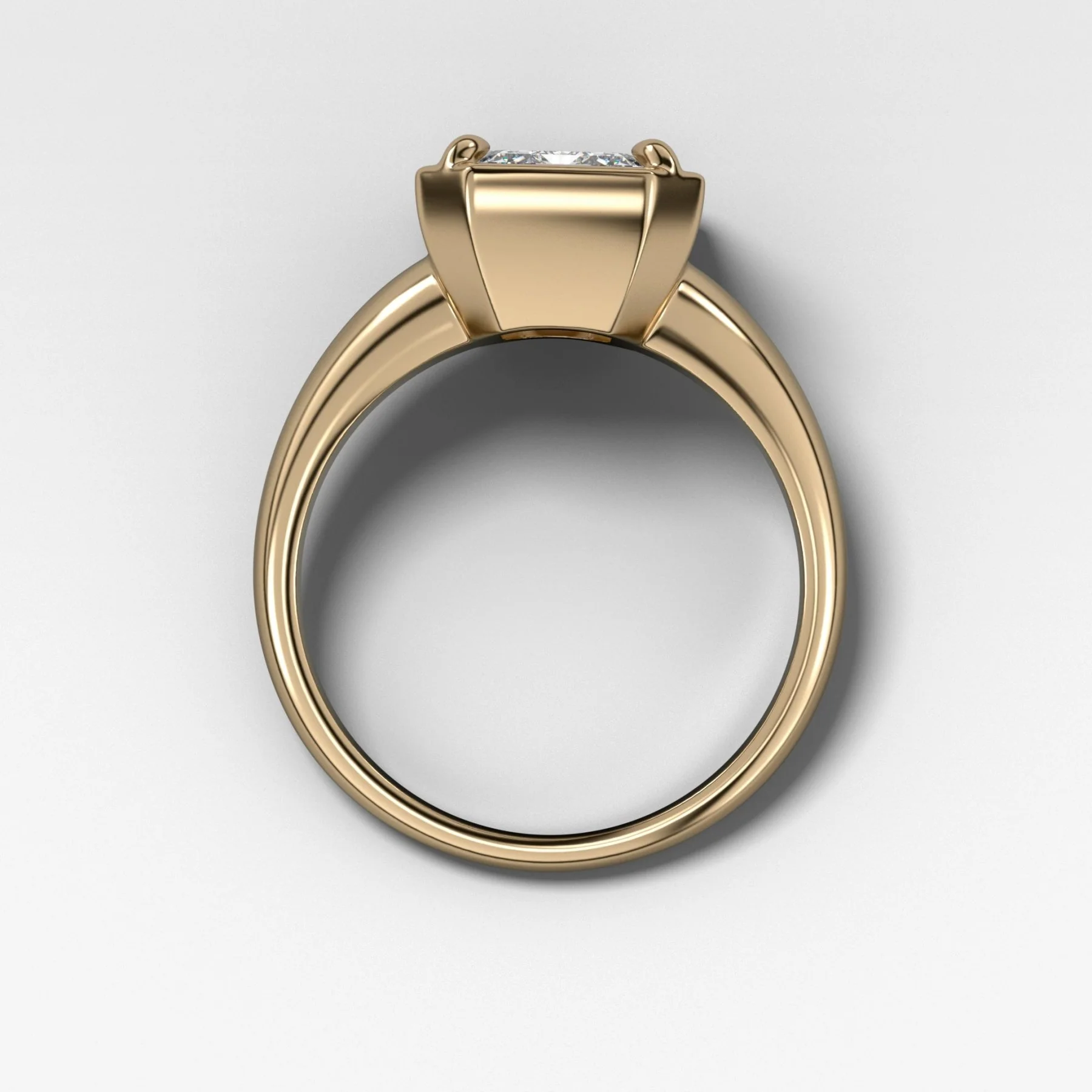 Club Ring Solitaire Engagement Ring With an Emerald Cut Diamond - Image 2