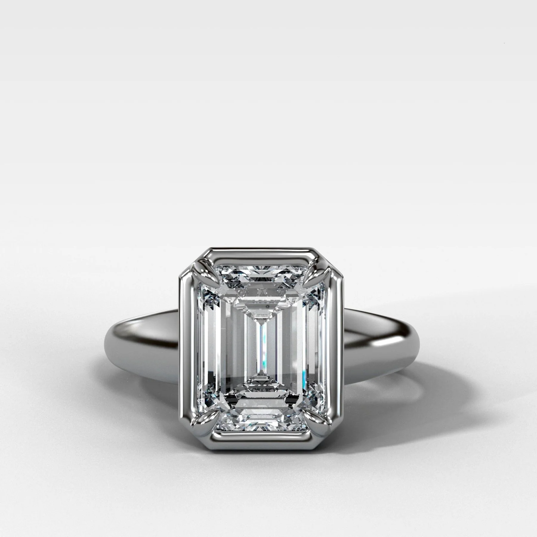 Club Ring Solitaire Engagement Ring With an Emerald Cut Diamond - Image 4