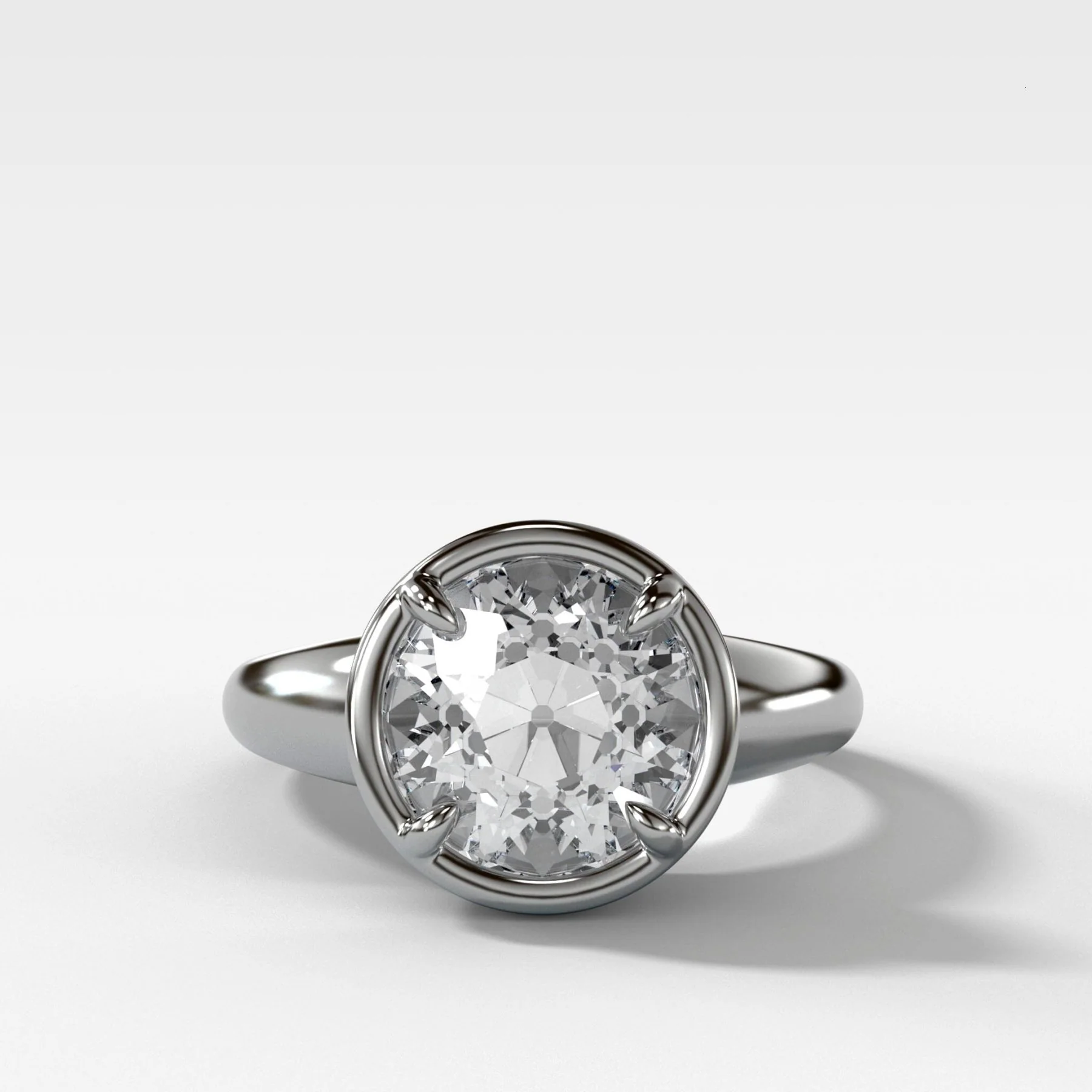 Club Ring Solitaire Engagement Ring With an Old Euro Cut Diamond - Image 3