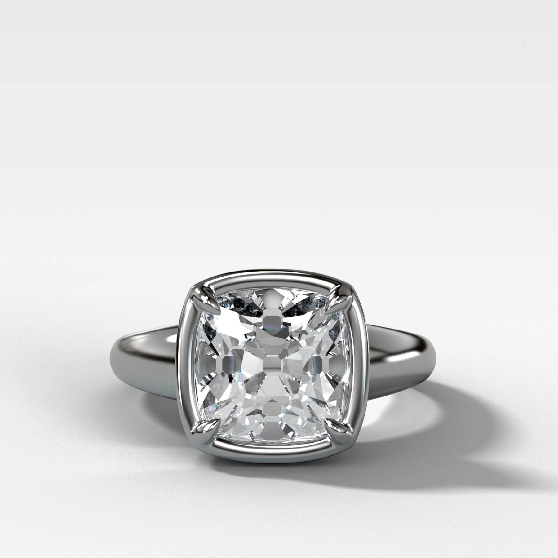 Club Ring Solitaire Engagement Ring With an Old Mine Cut Diamond - Image 3