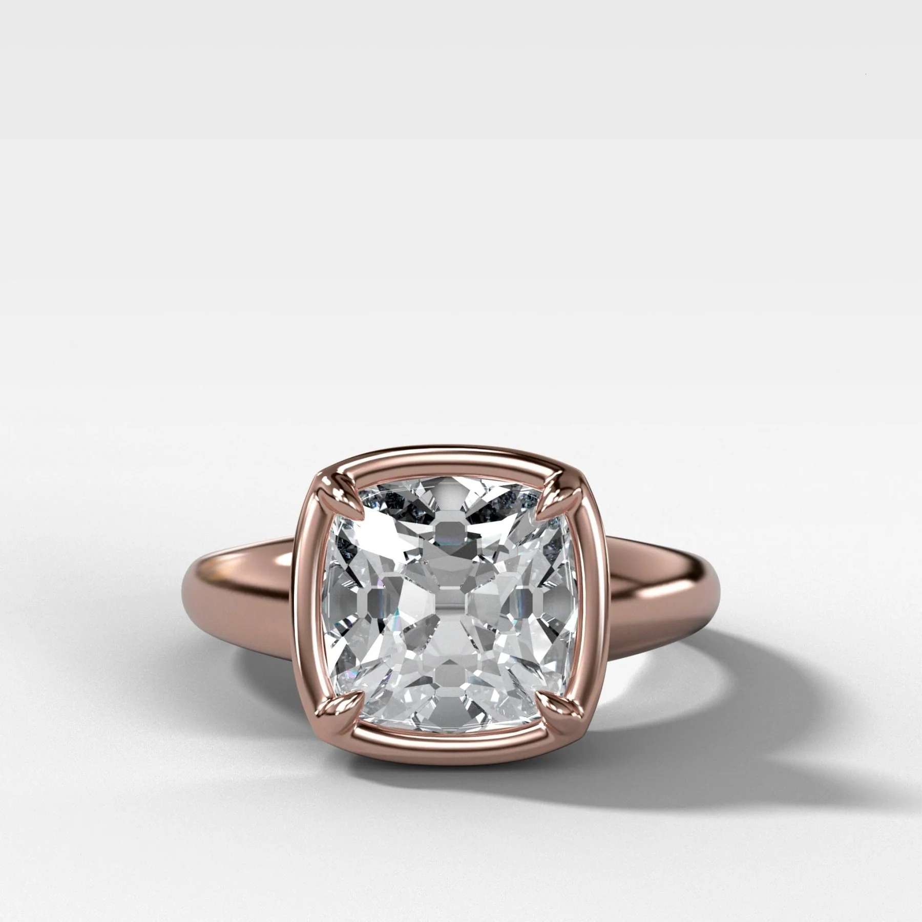 Club Ring Solitaire Engagement Ring With an Old Mine Cut Diamond - Image 4