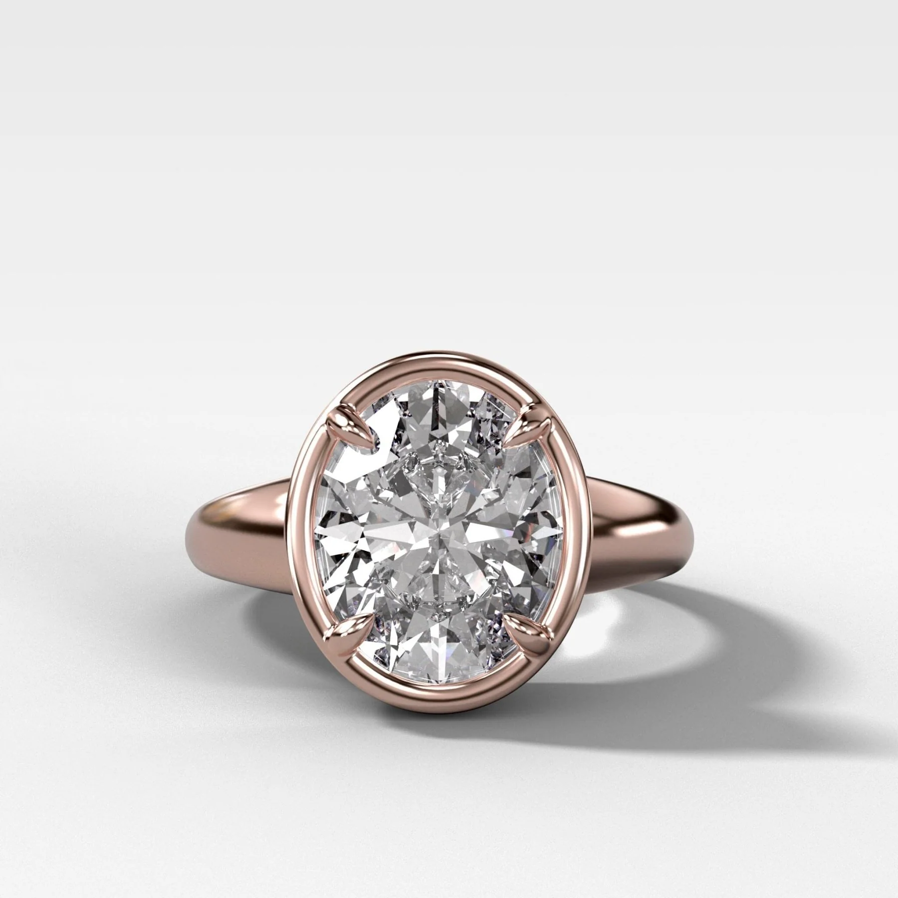 Club Ring Solitaire Engagement Ring With an Oval Cut Diamond - Image 5