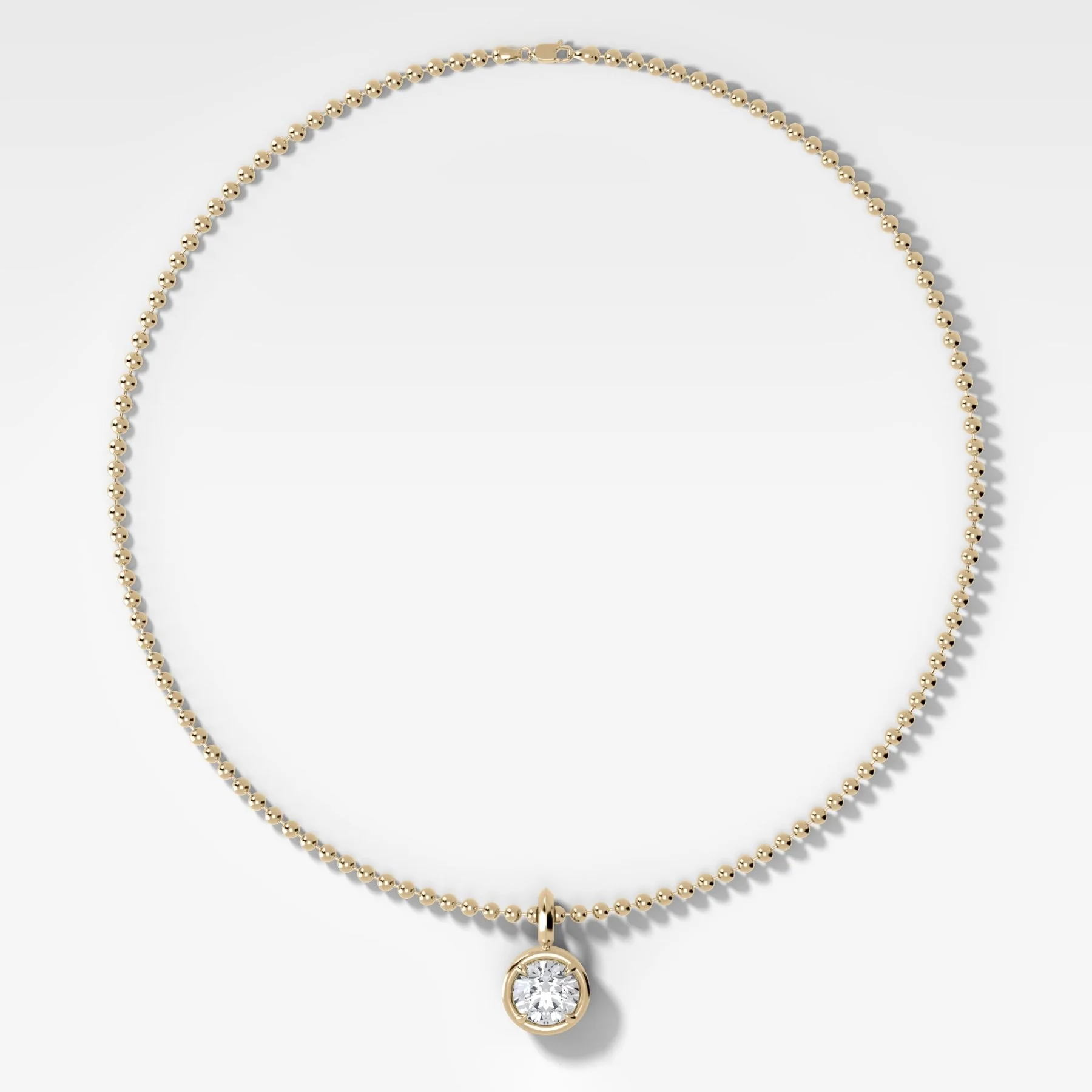 Club Round Attachable Diamond Pendant With Beaded Chain (3mm)