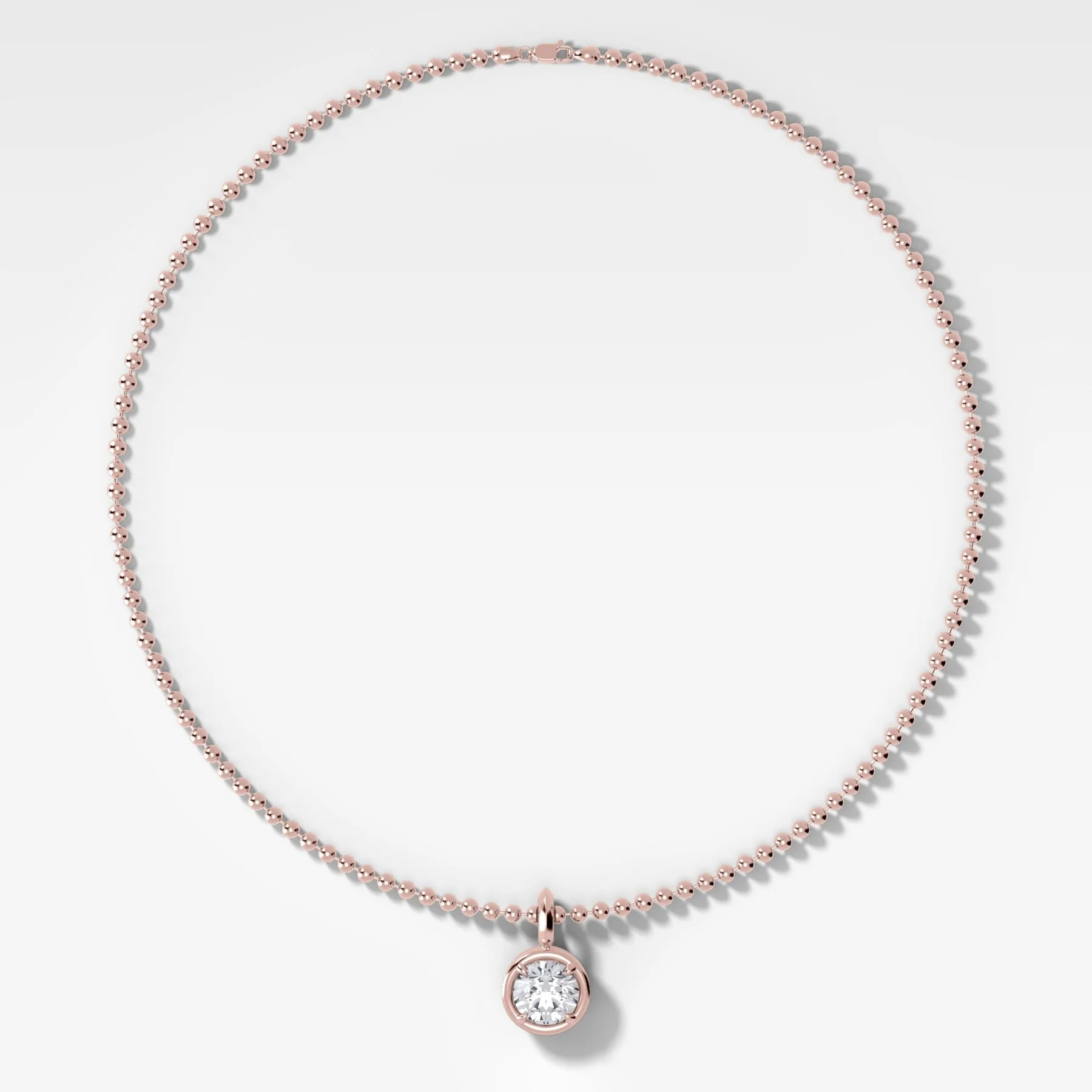 Club Round Attachable Diamond Pendant With Beaded Chain (3mm) - Image 3