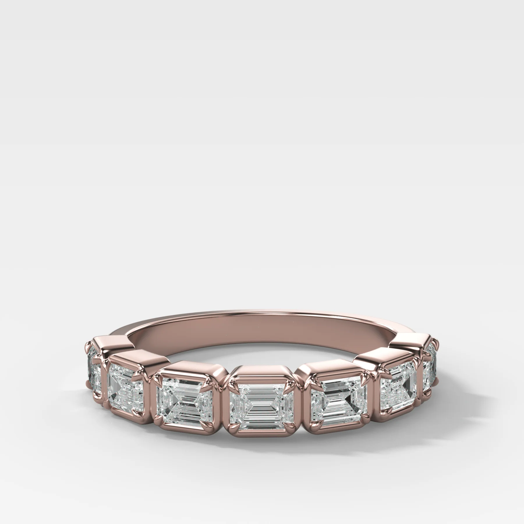 Club Set Wedding Band With East West Emerald Cuts - Image 3