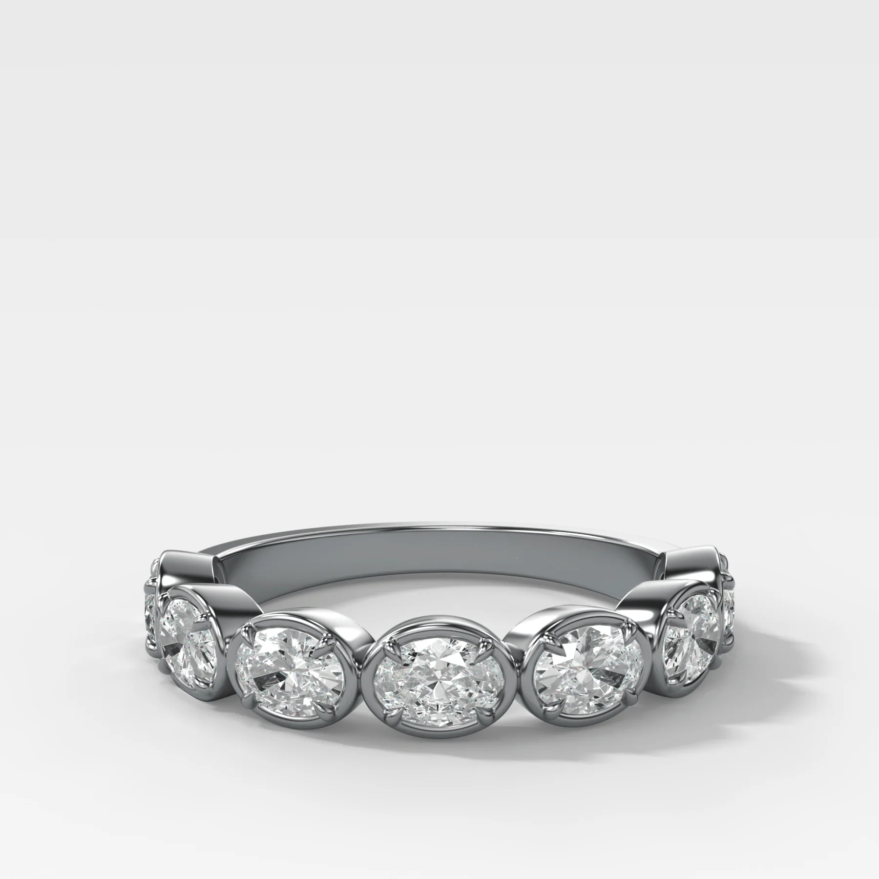 Club Set Wedding Band With East West Oval Cuts - Image 2