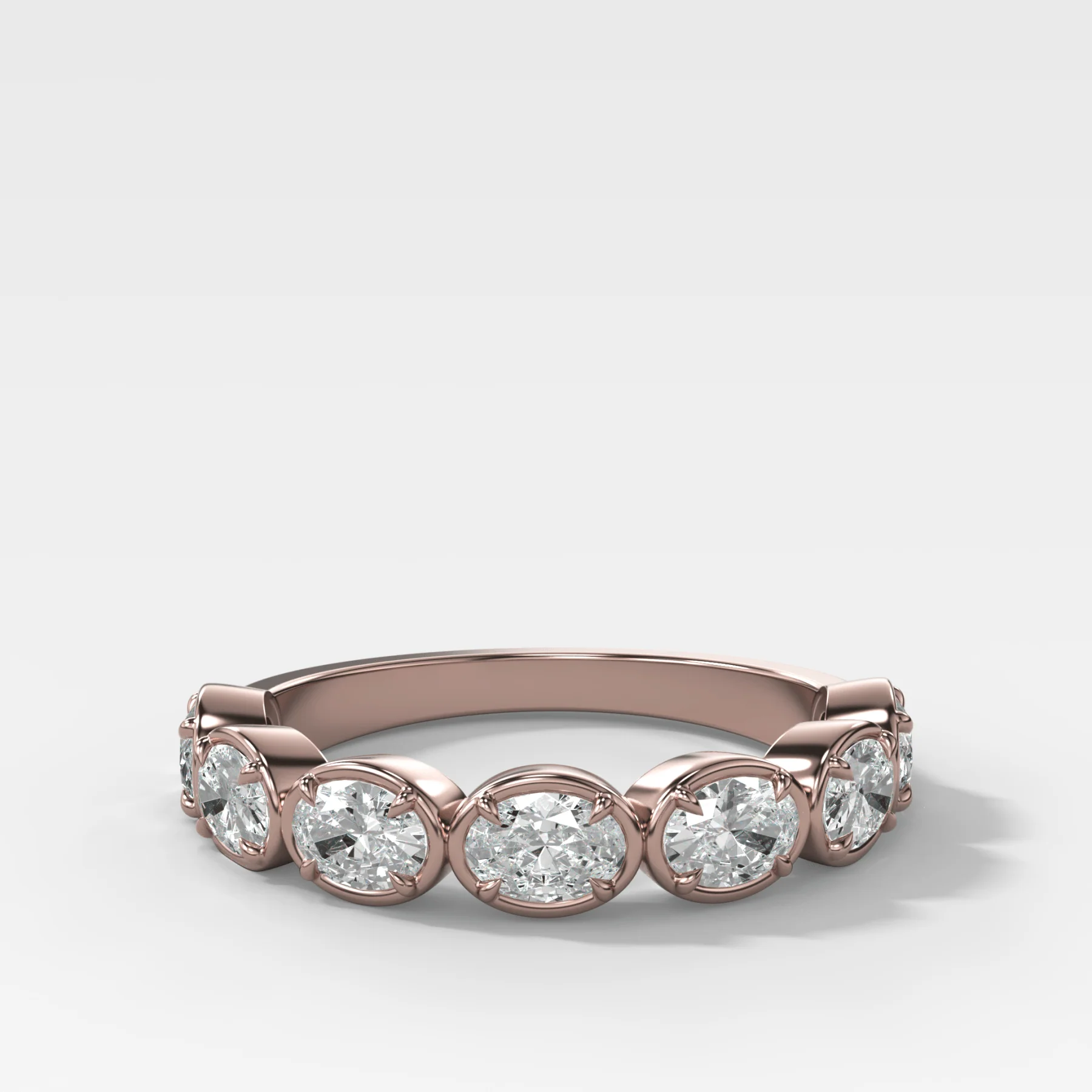 Club Set Wedding Band With East West Oval Cuts - Image 3