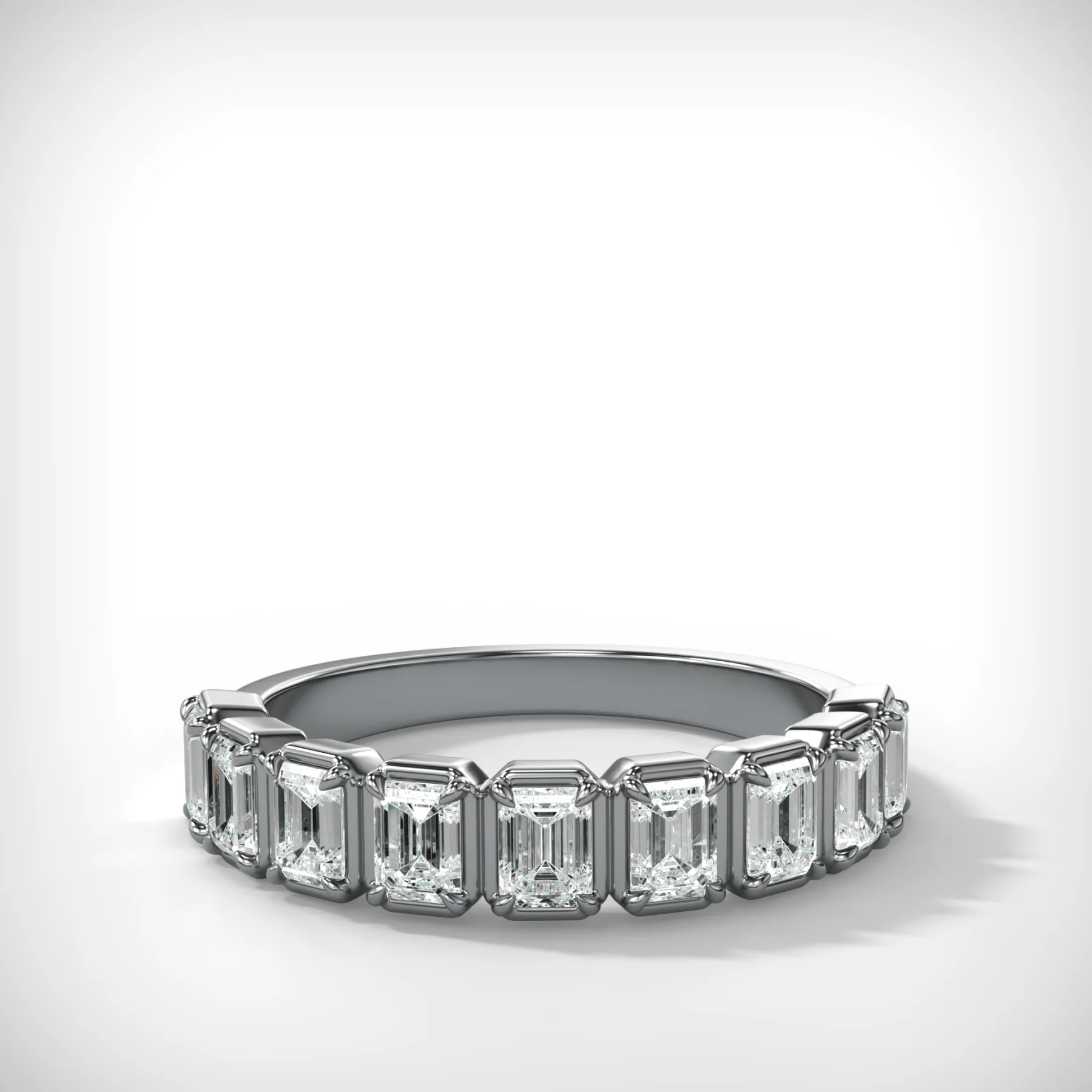 Club Set Wedding Band With Emerald Cuts - Image 2