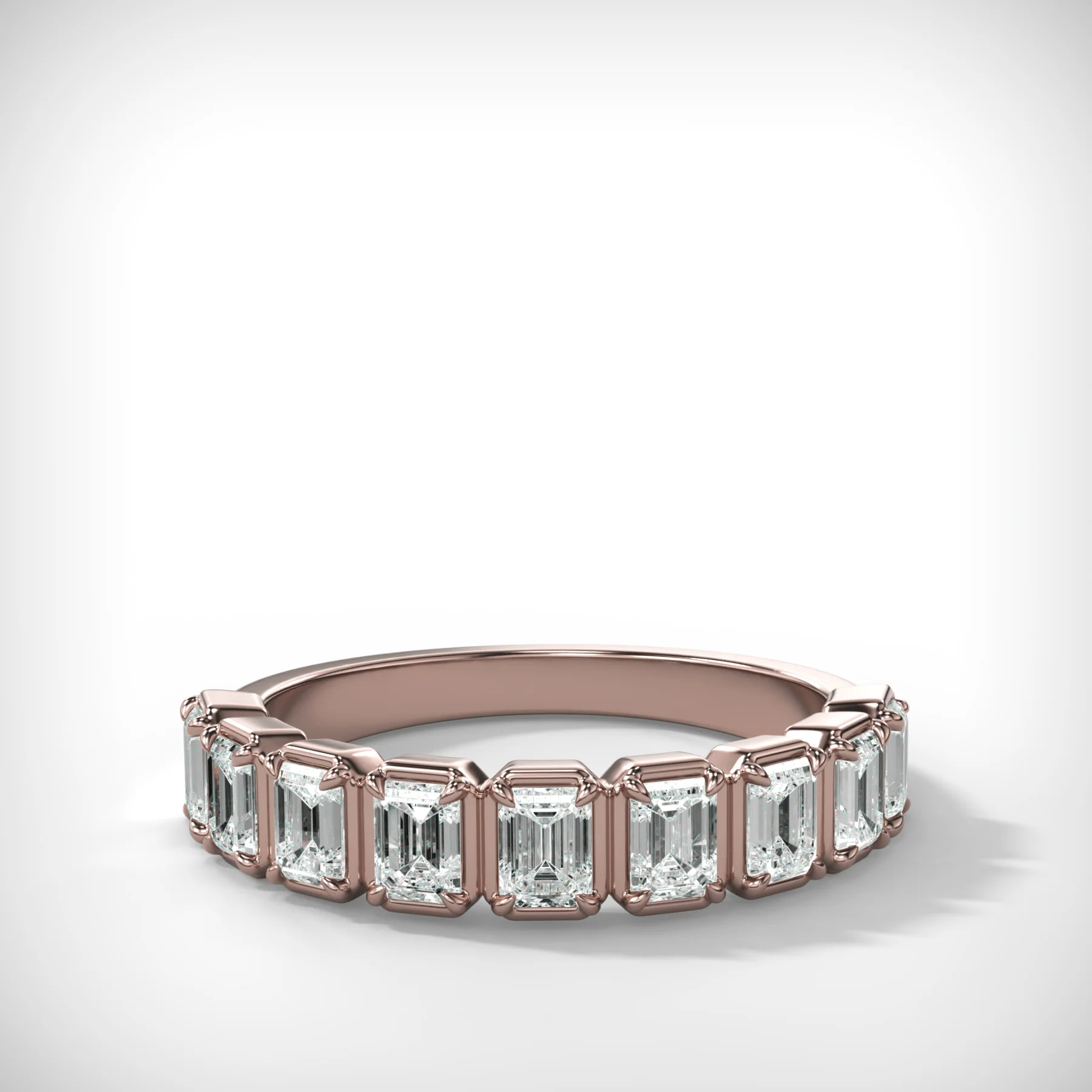 Club Set Wedding Band With Emerald Cuts - Image 3