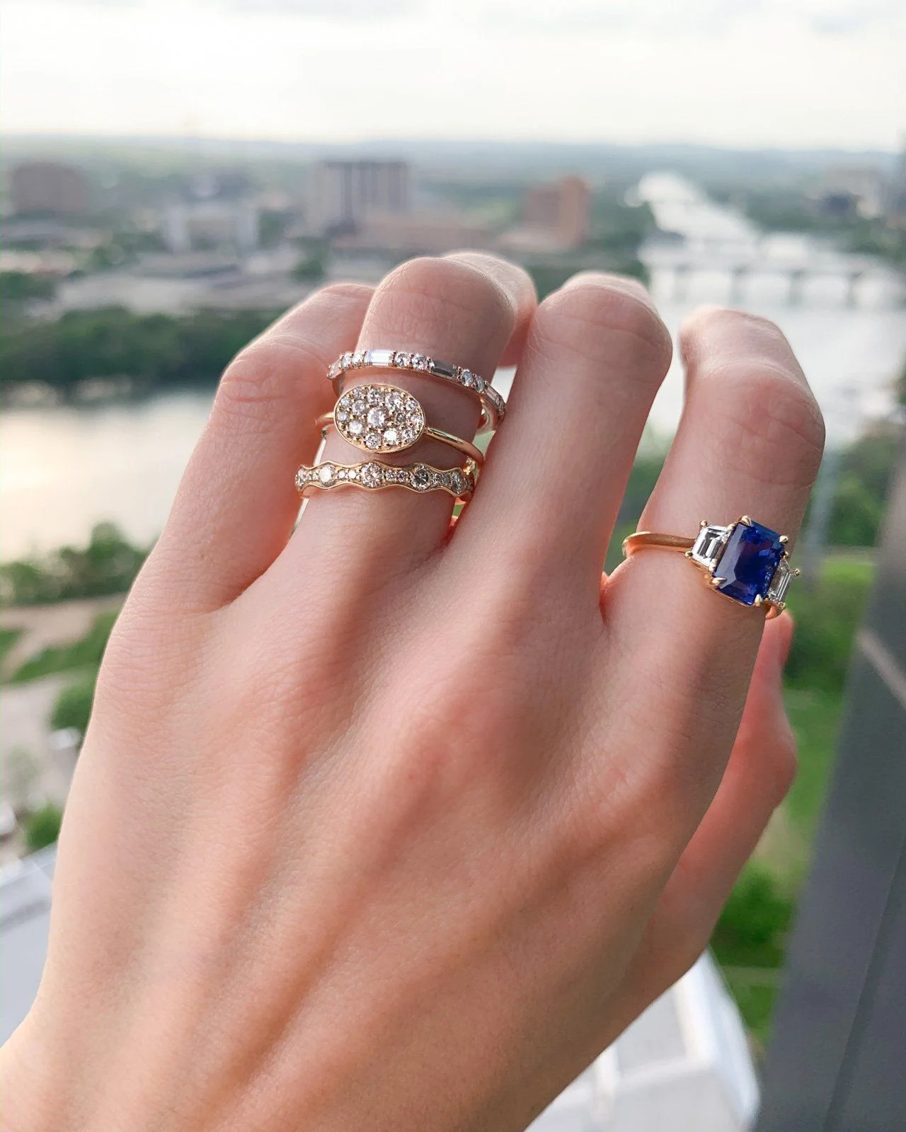 Cluster Signet Diamond Stacker - Image 5