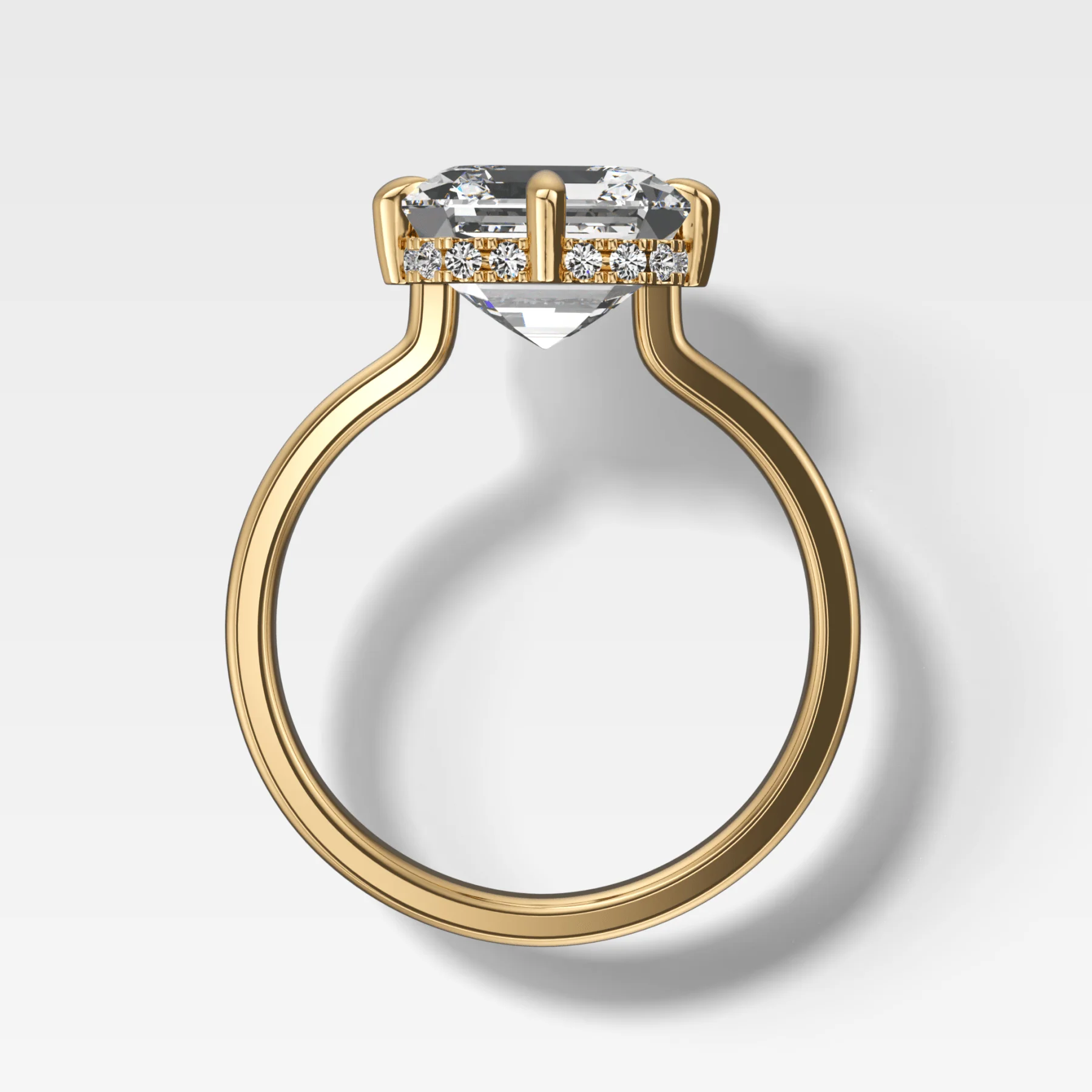 Compass Solitaire Engagement Ring with Asscher Cut Diamond - Image 2