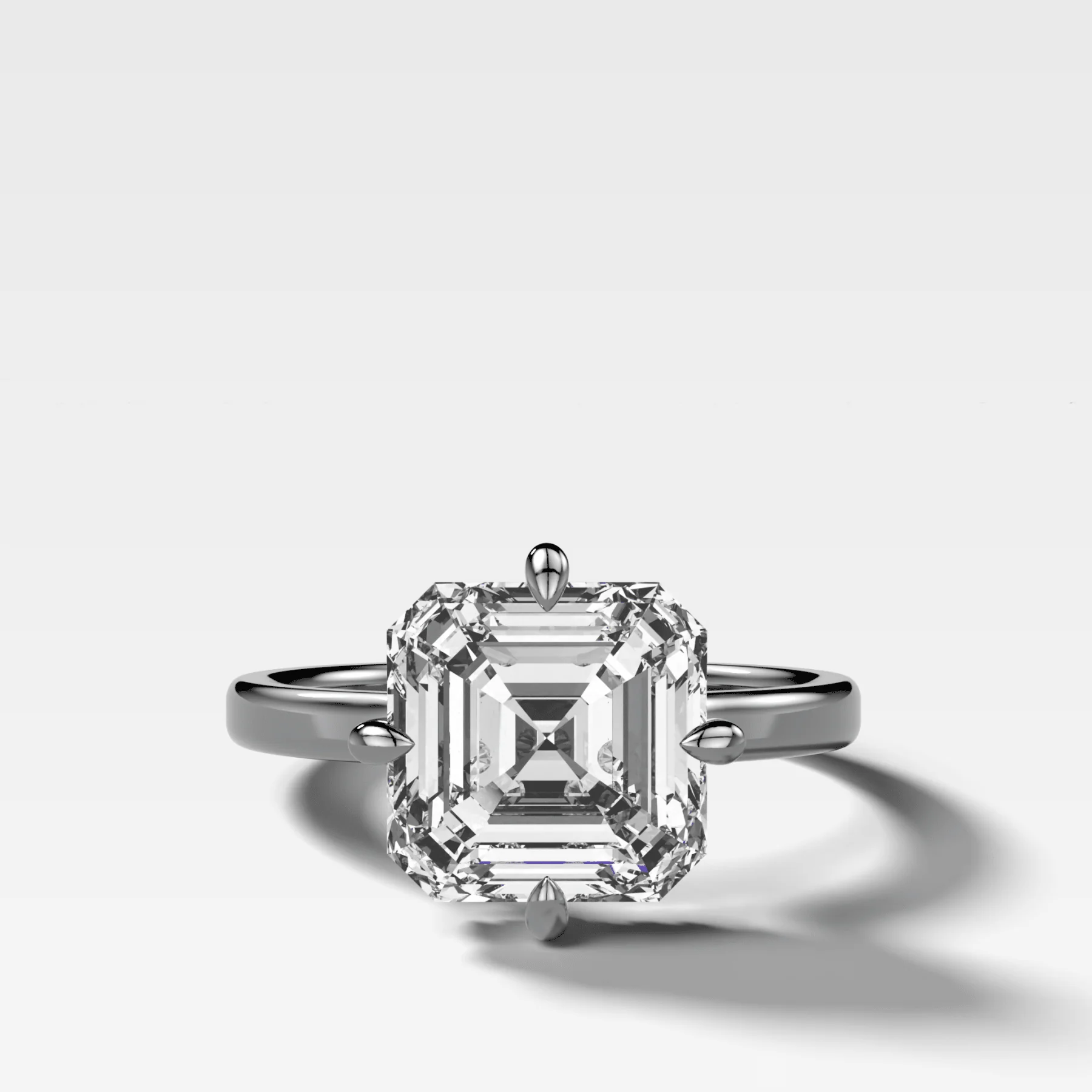 Compass Solitaire Engagement Ring with Asscher Cut Diamond - Image 3