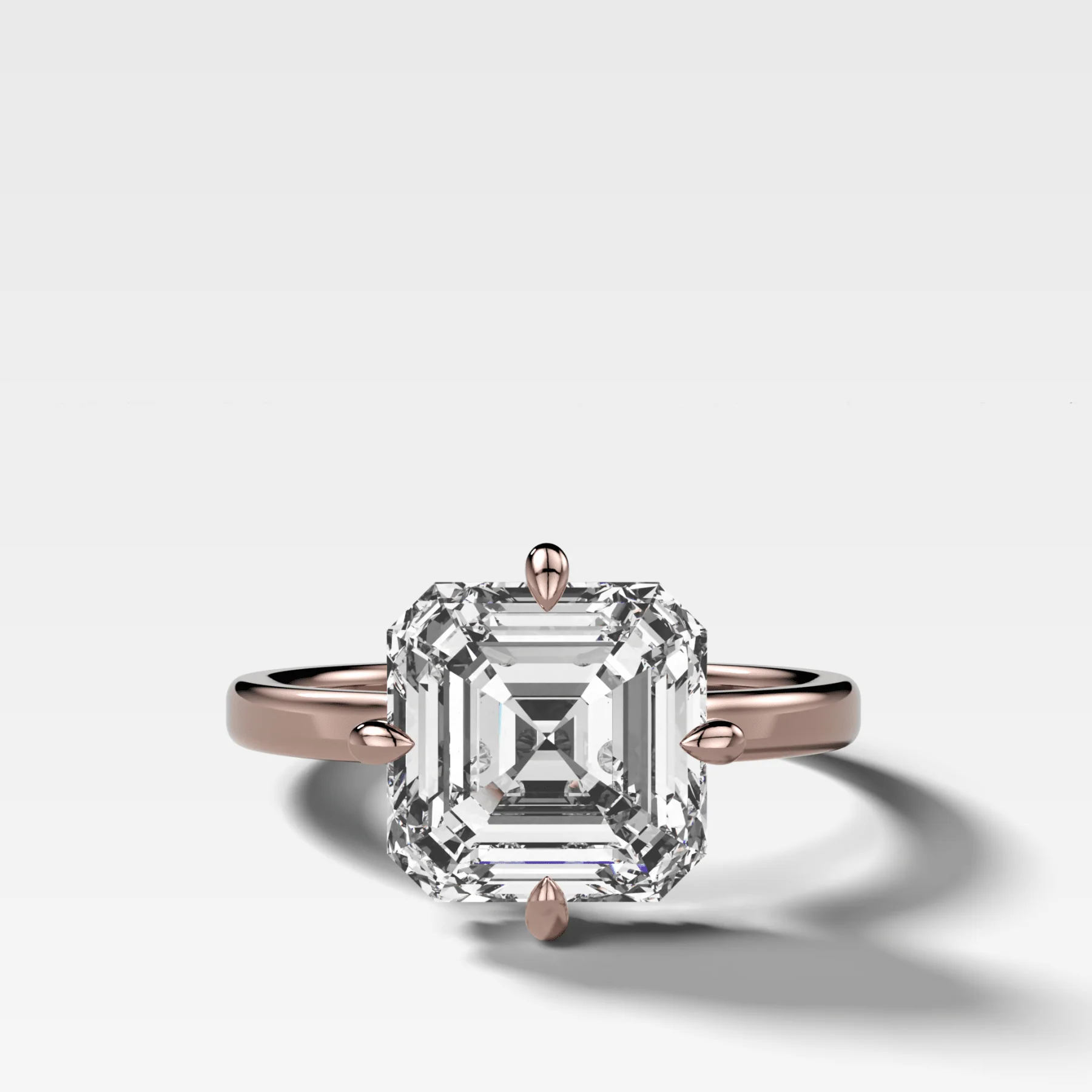 Compass Solitaire Engagement Ring with Asscher Cut Diamond - Image 4