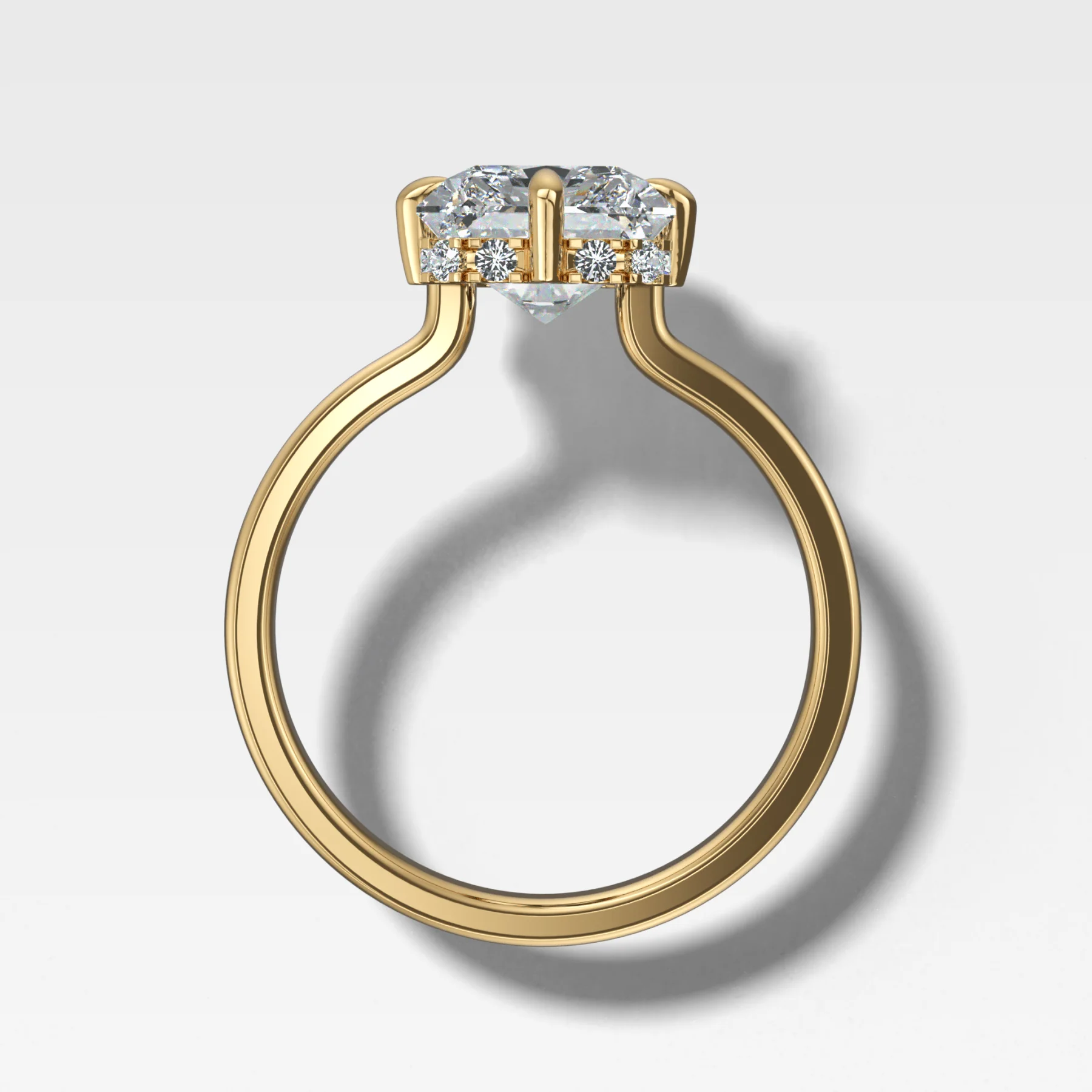 Compass Solitaire Engagement Ring with Elongated Radiant Cut Diamond - Image 2