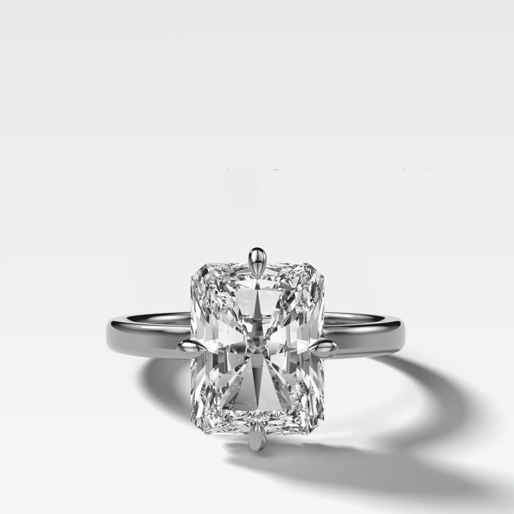 Compass Solitaire Engagement Ring with Elongated Radiant Cut Diamond - Image 3