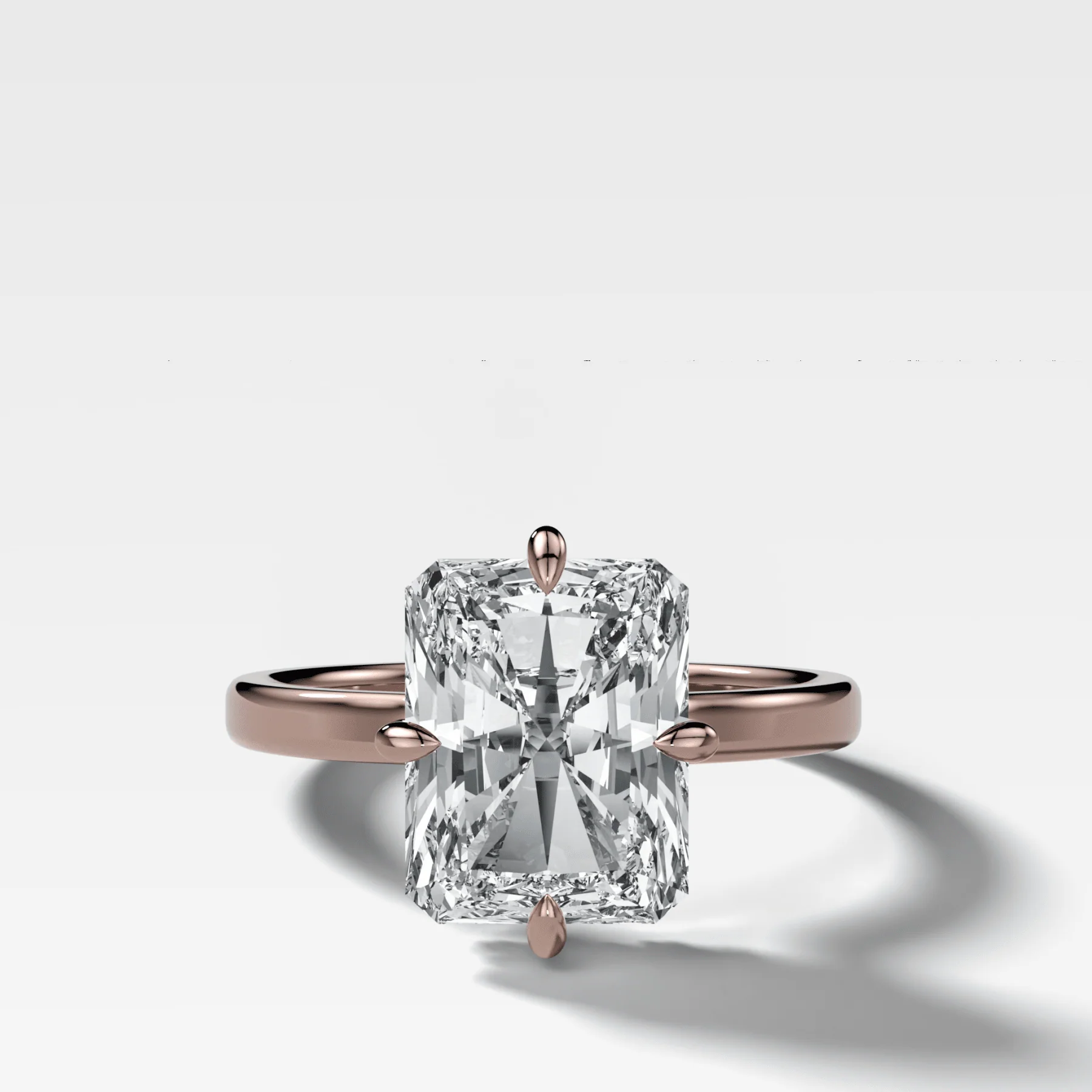 Compass Solitaire Engagement Ring with Elongated Radiant Cut Diamond - Image 4