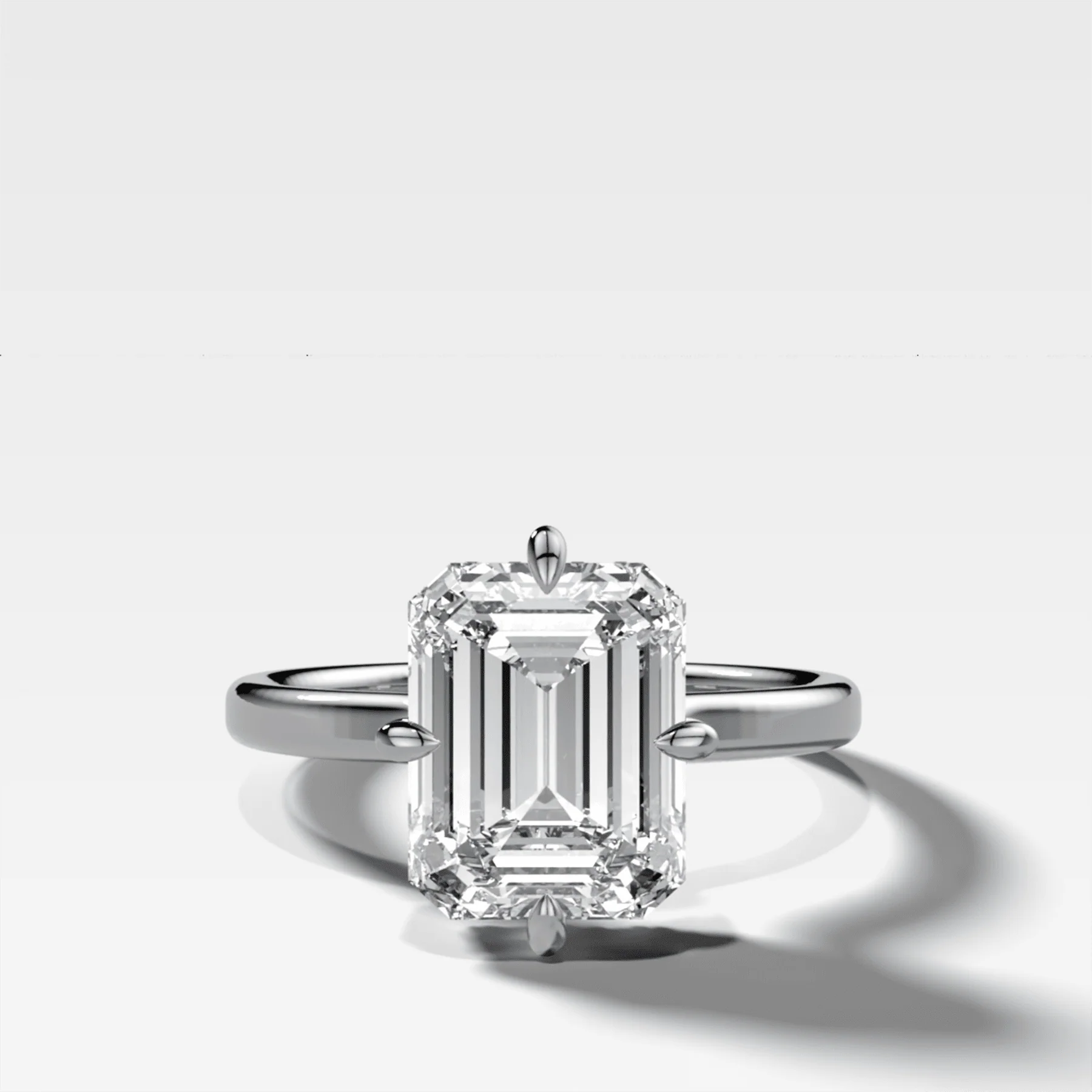 Compass Solitaire Engagement Ring with Emerald Cut Diamond - Image 3