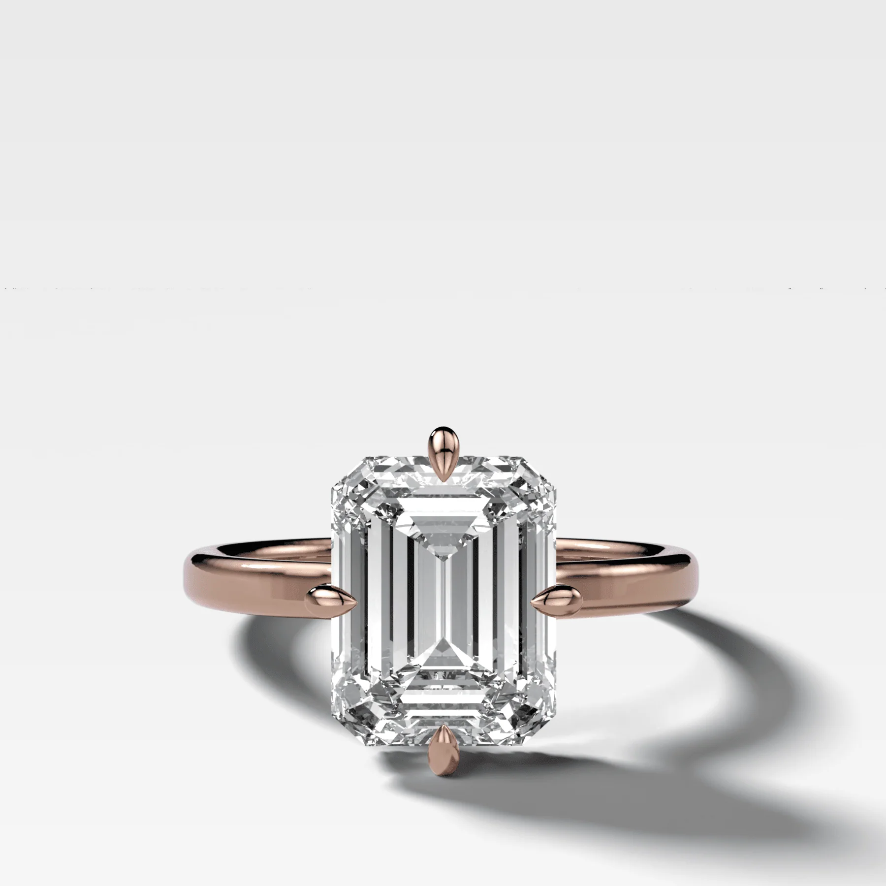 Compass Solitaire Engagement Ring with Emerald Cut Diamond - Image 4