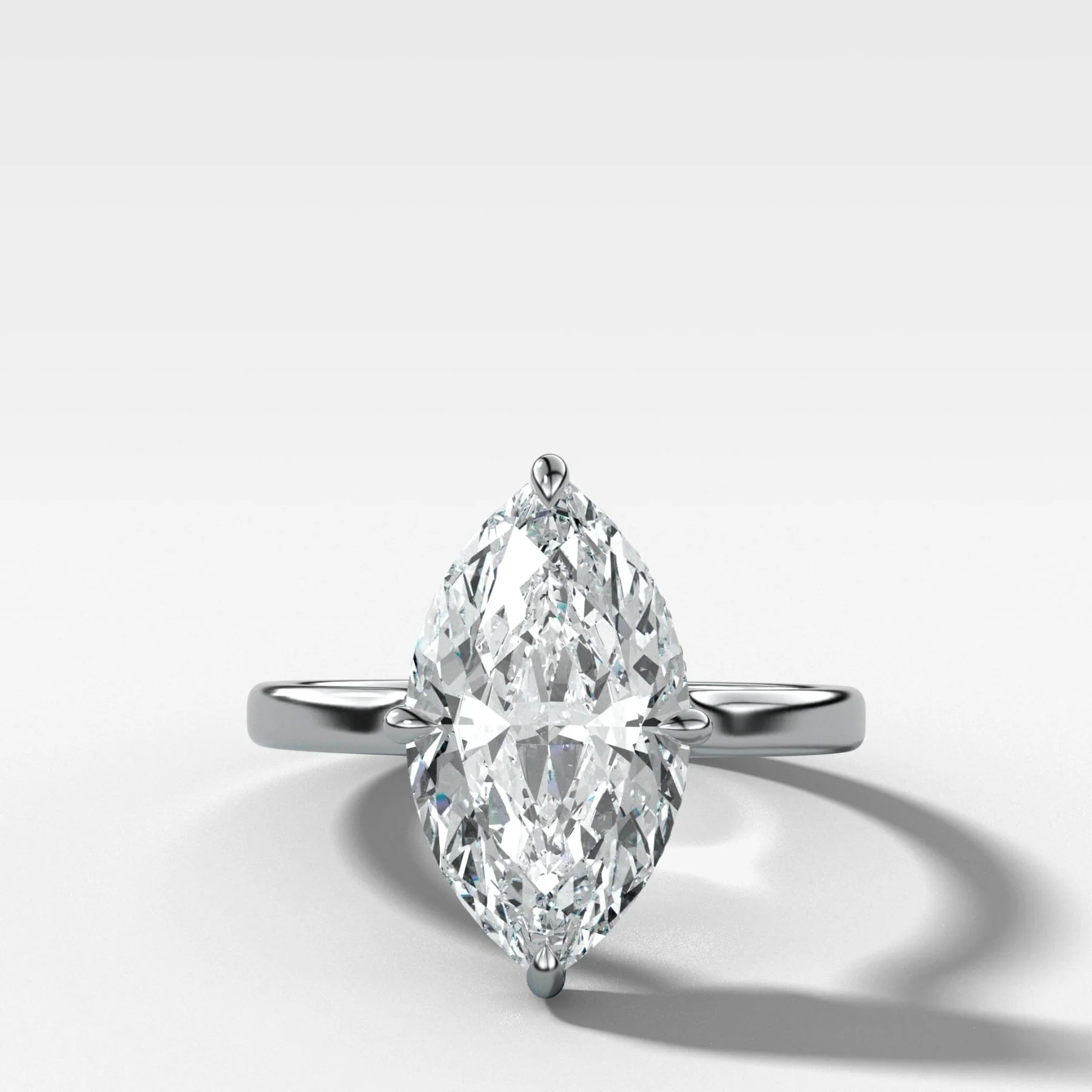 Compass Solitaire Engagement Ring with Marquise Cut Diamond (North South) - Image 4
