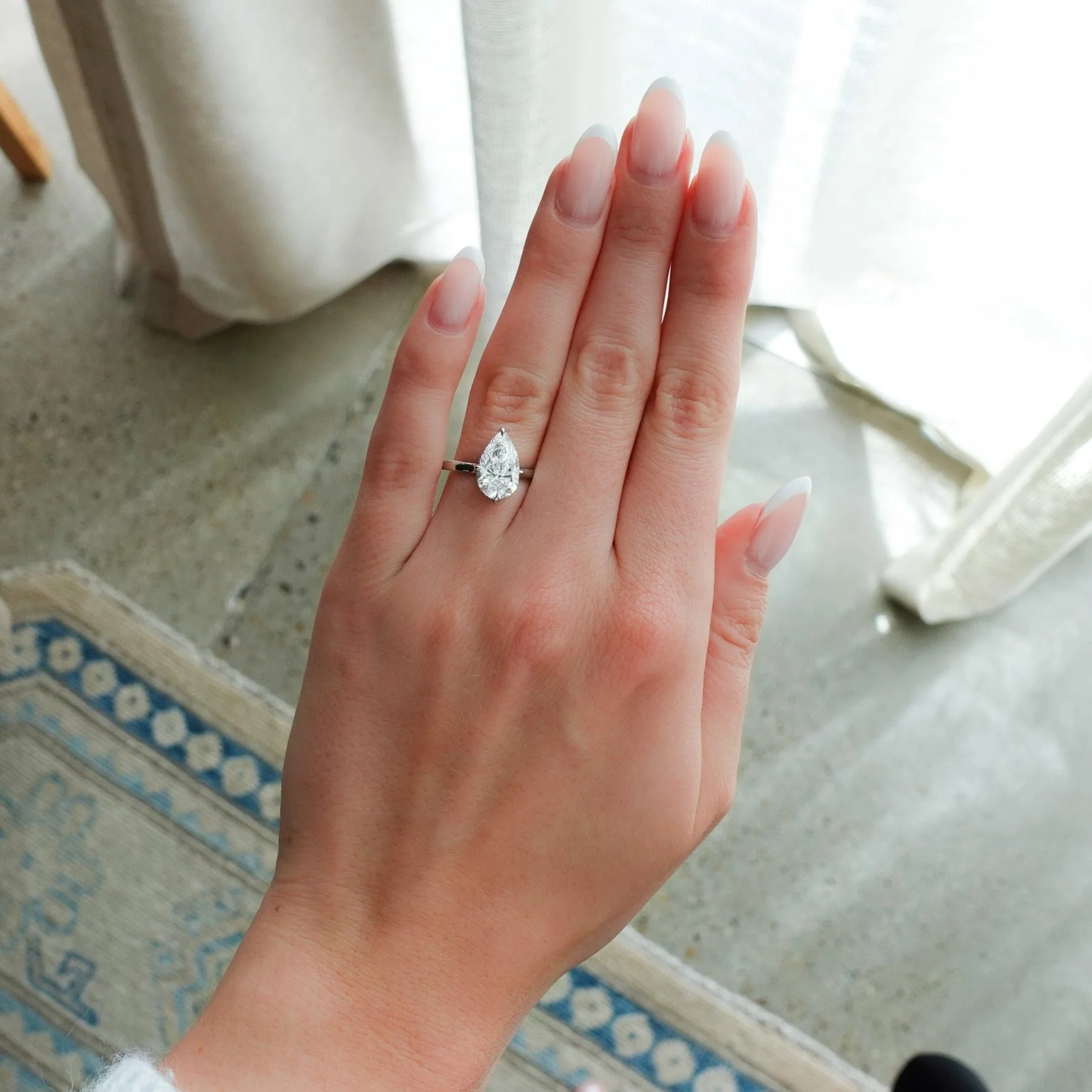 Compass Solitaire Engagement Ring with Pear Cut Diamond - Image 3
