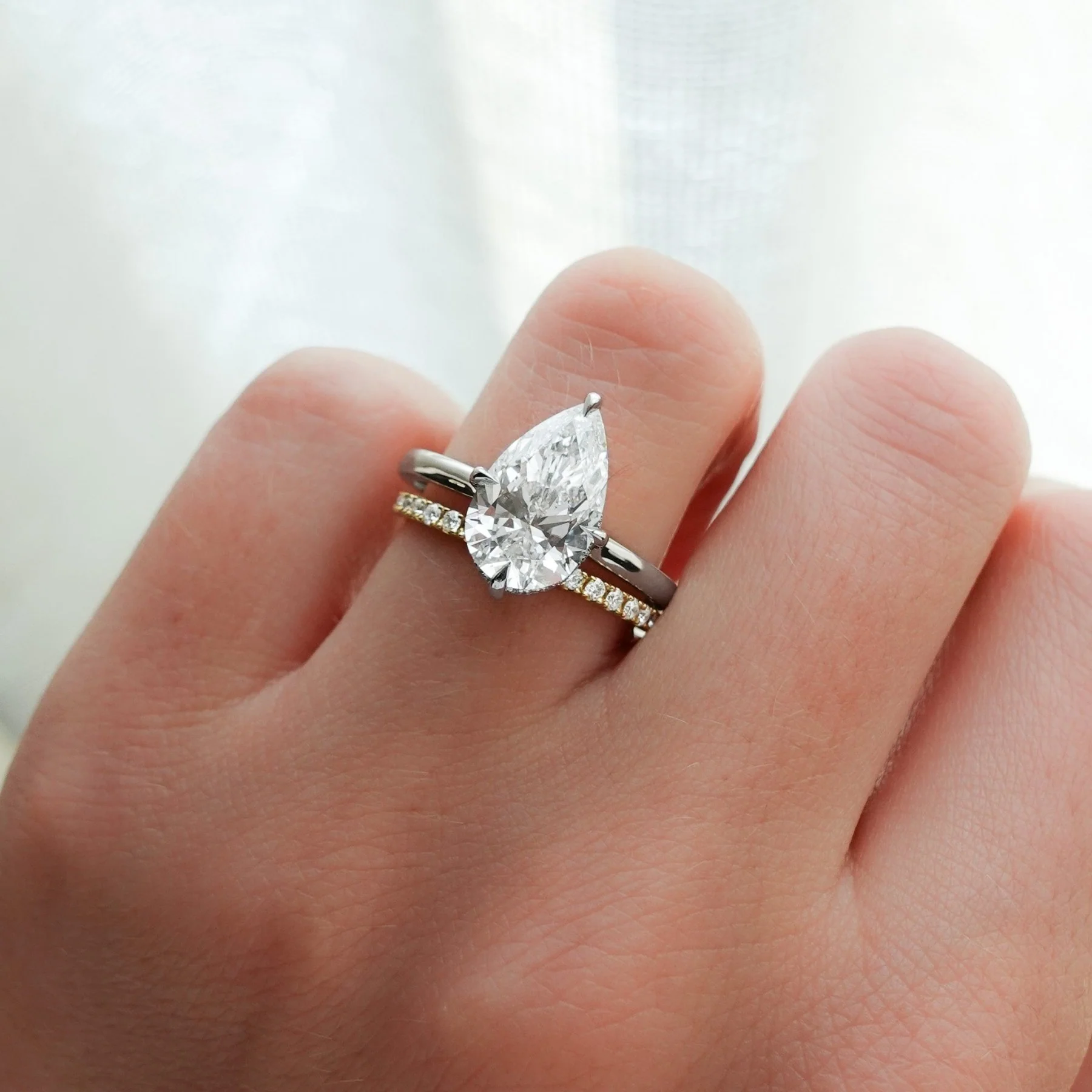 Compass Solitaire Engagement Ring with Pear Cut Diamond - Image 6
