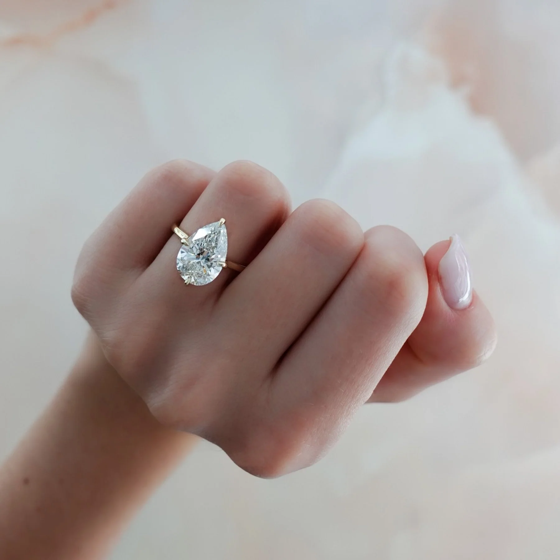 Compass Solitaire Engagement Ring with Pear Cut Diamond - Image 7
