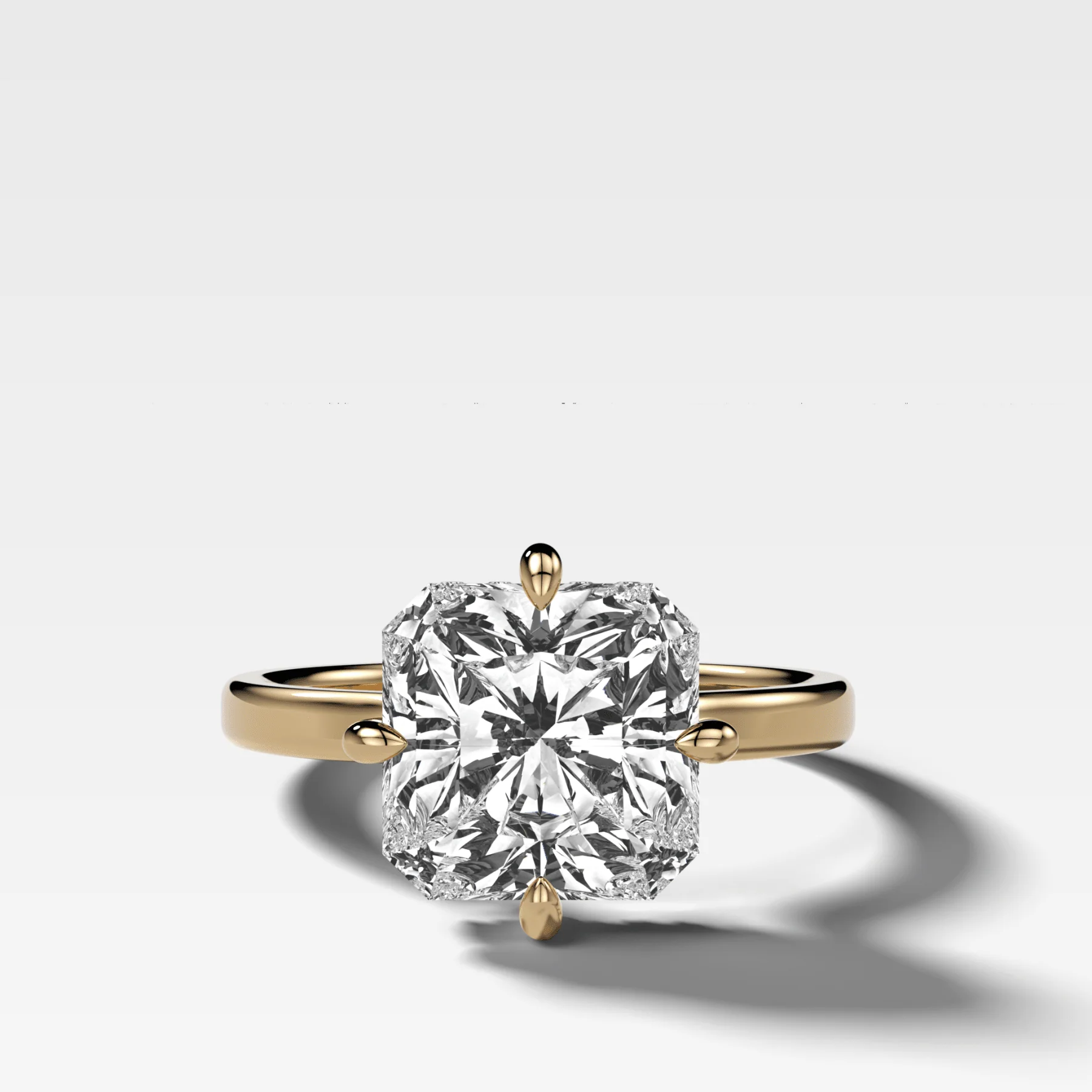 Compass Solitaire Engagement Ring with Square Radiant Cut Diamond