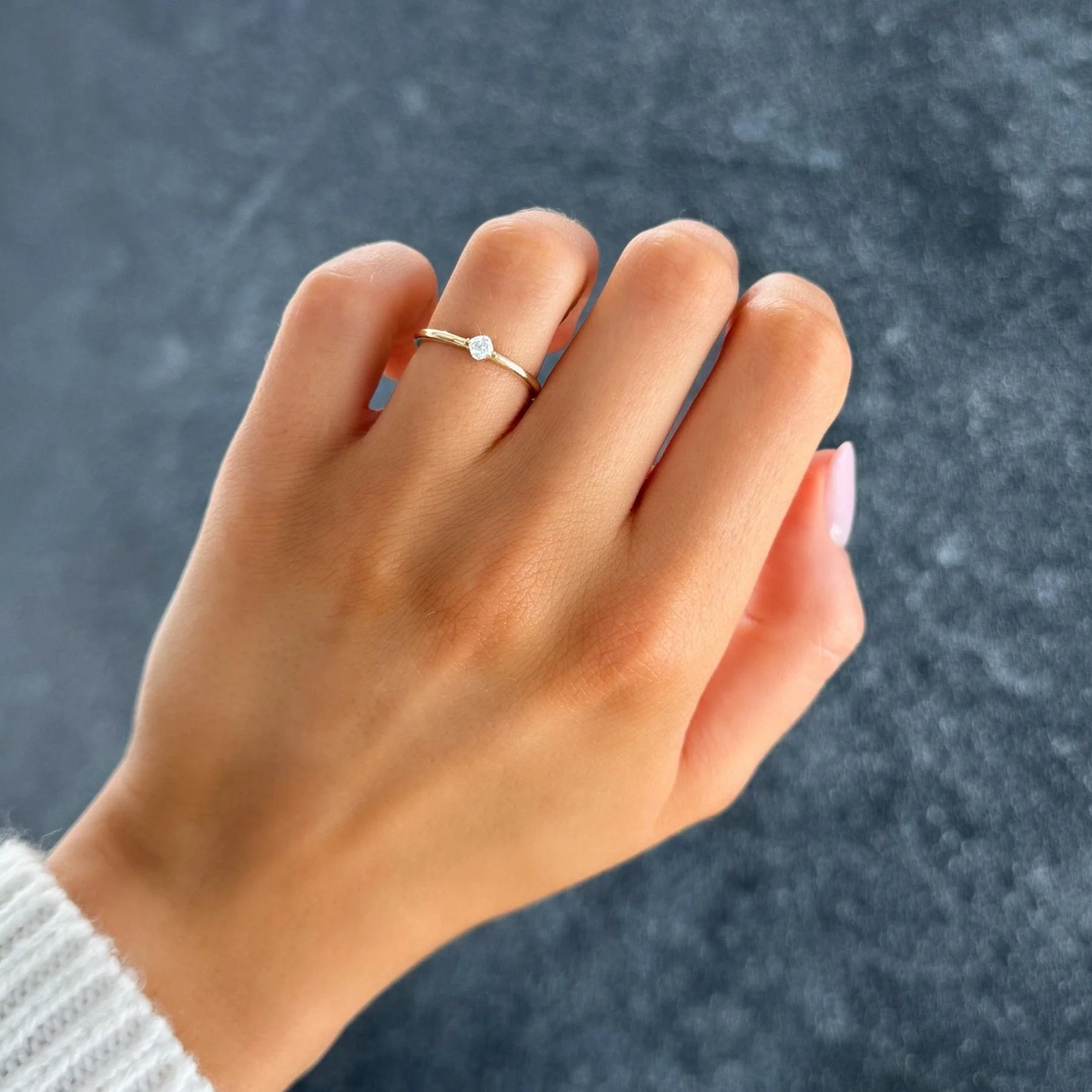 Compass Wedding Band with A Cushion Cut - Image 2