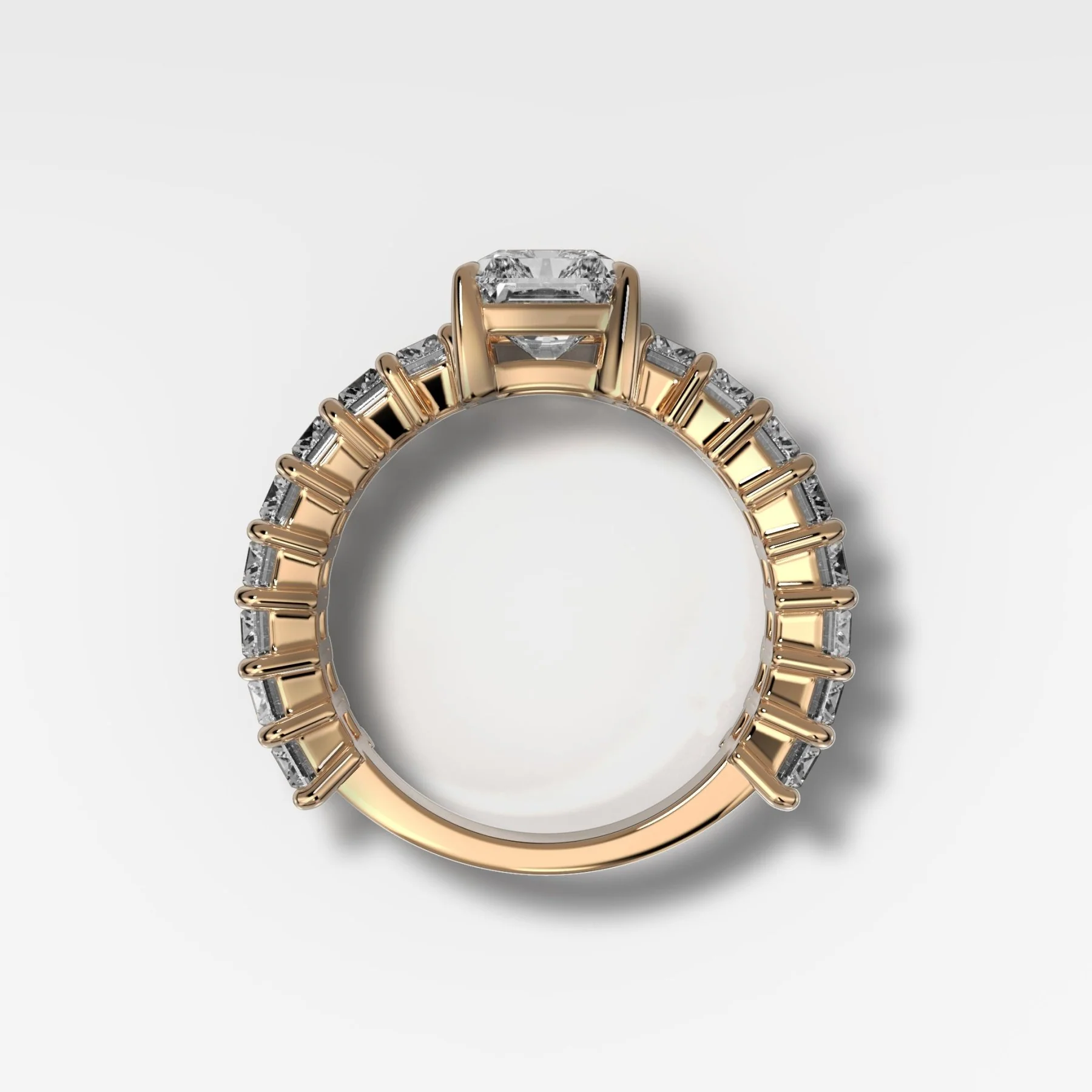 Constellation Baguette Engagement Ring with Elongated Radiant Cut Diamond - Image 2