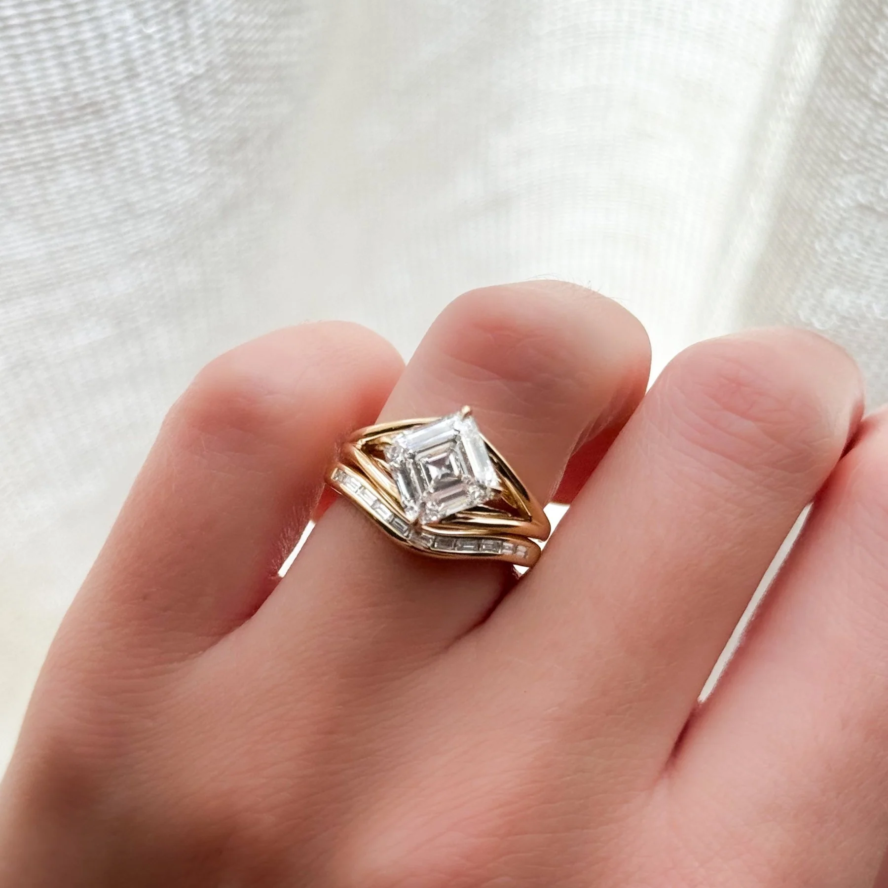 Contoured Channel Set Baguette Wedding Band - Image 2