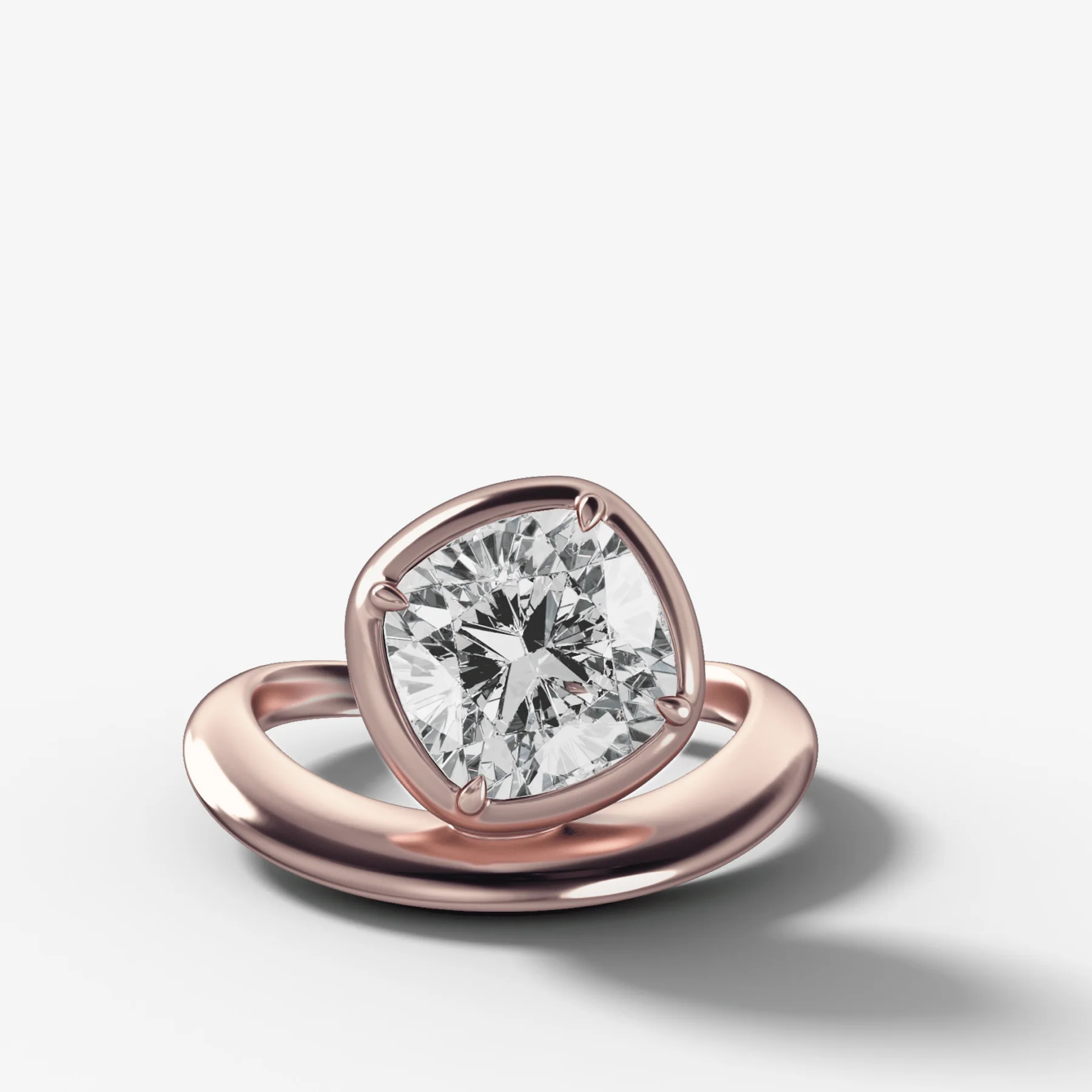 Contoured Club Engagement Ring with a Cushion Cut Diamond - Image 3