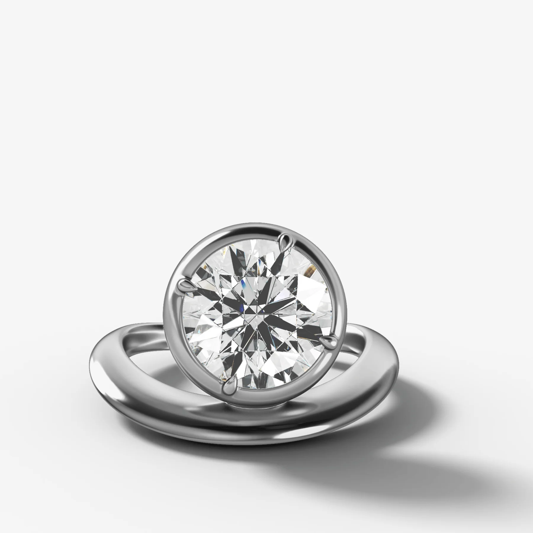 Contoured Club Engagement Ring with a Round Cut Diamond - Image 3