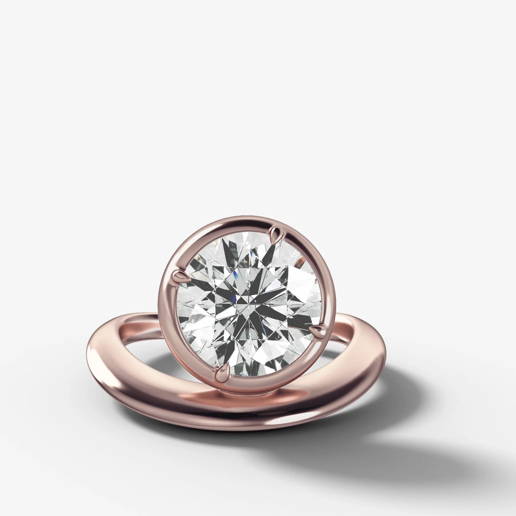 Contoured Club Engagement Ring with a Round Cut Diamond - Image 4