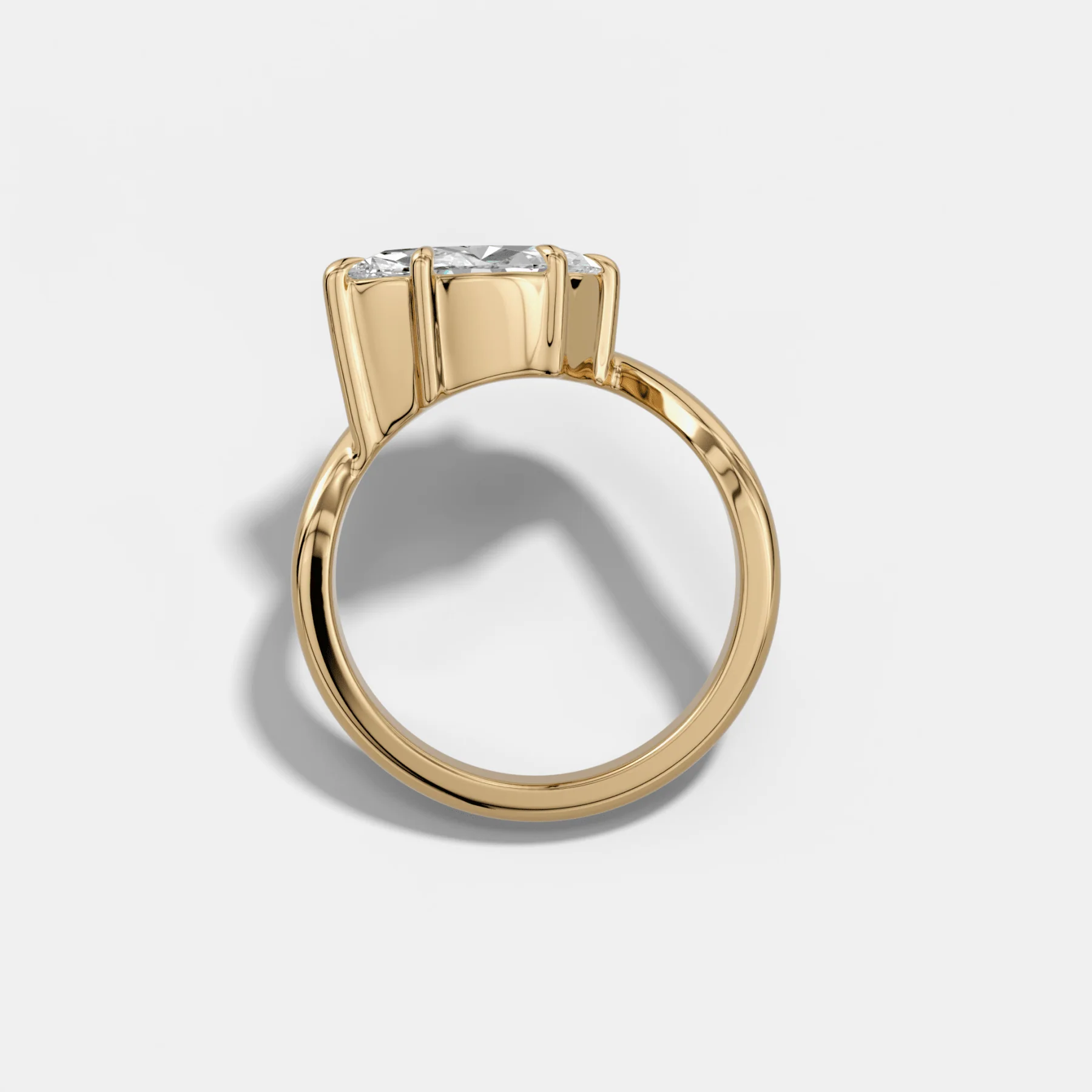 Contoured Engagement Ring with a 1.01ct Lab Grown Marquise Cut Diamond - Image 2