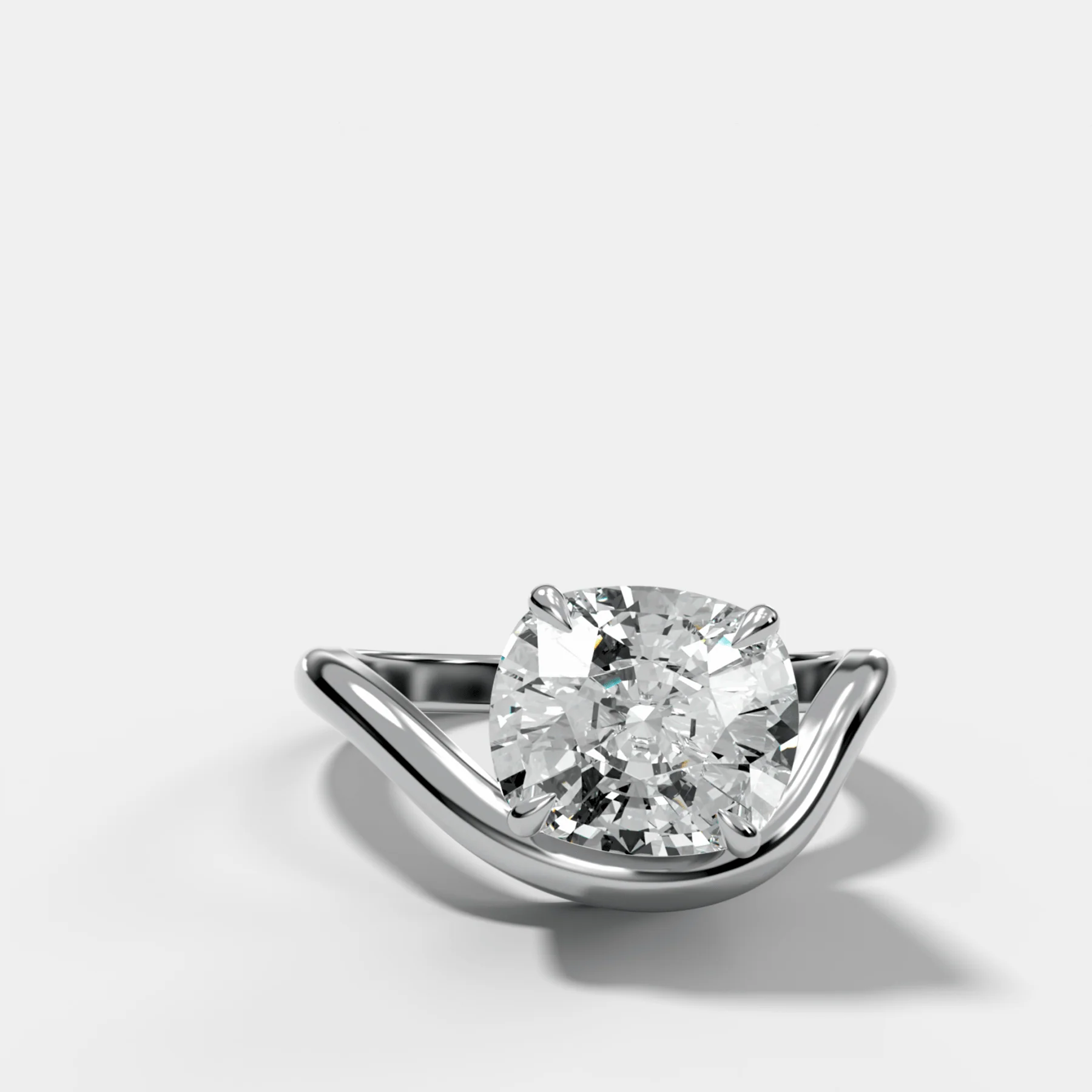Contoured Engagement Ring with an Elongated Cushion Cut Diamond - Image 3