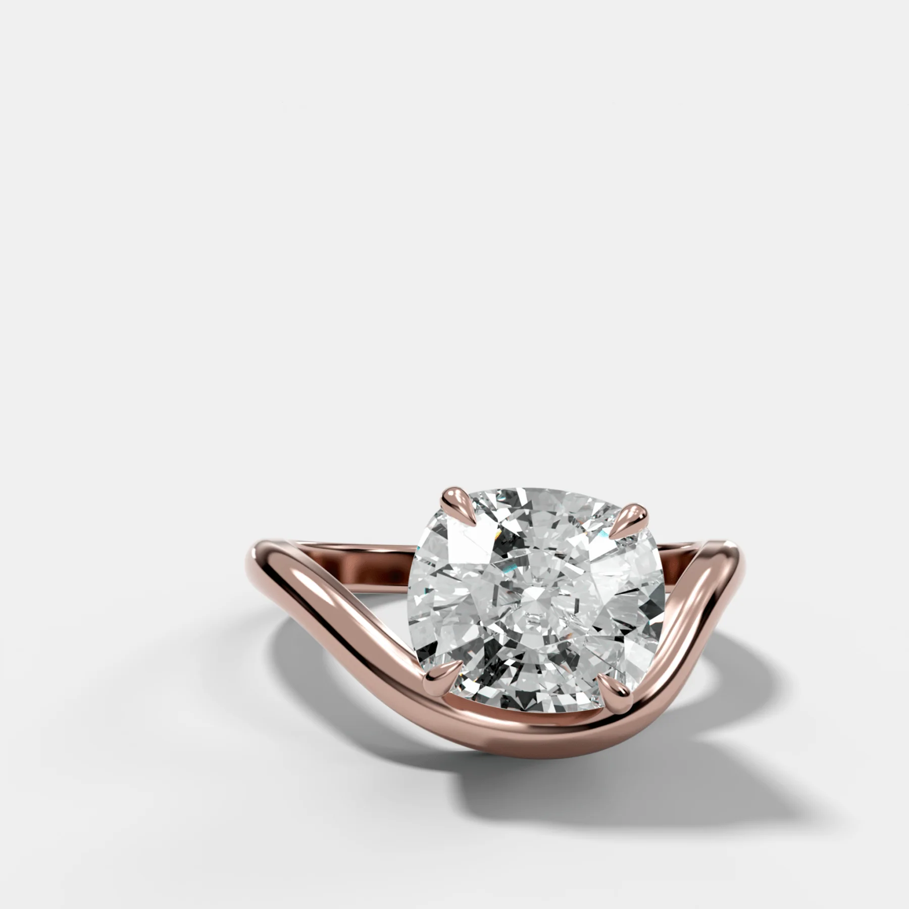 Contoured Engagement Ring with an Elongated Cushion Cut Diamond - Image 4